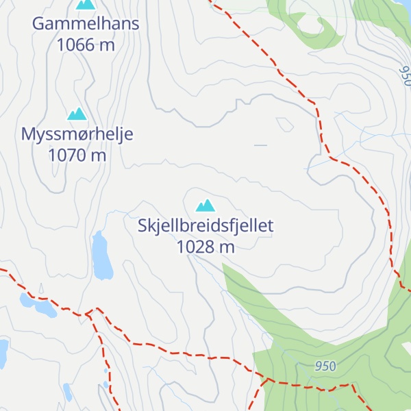Map of Skjellbreidsfjellet