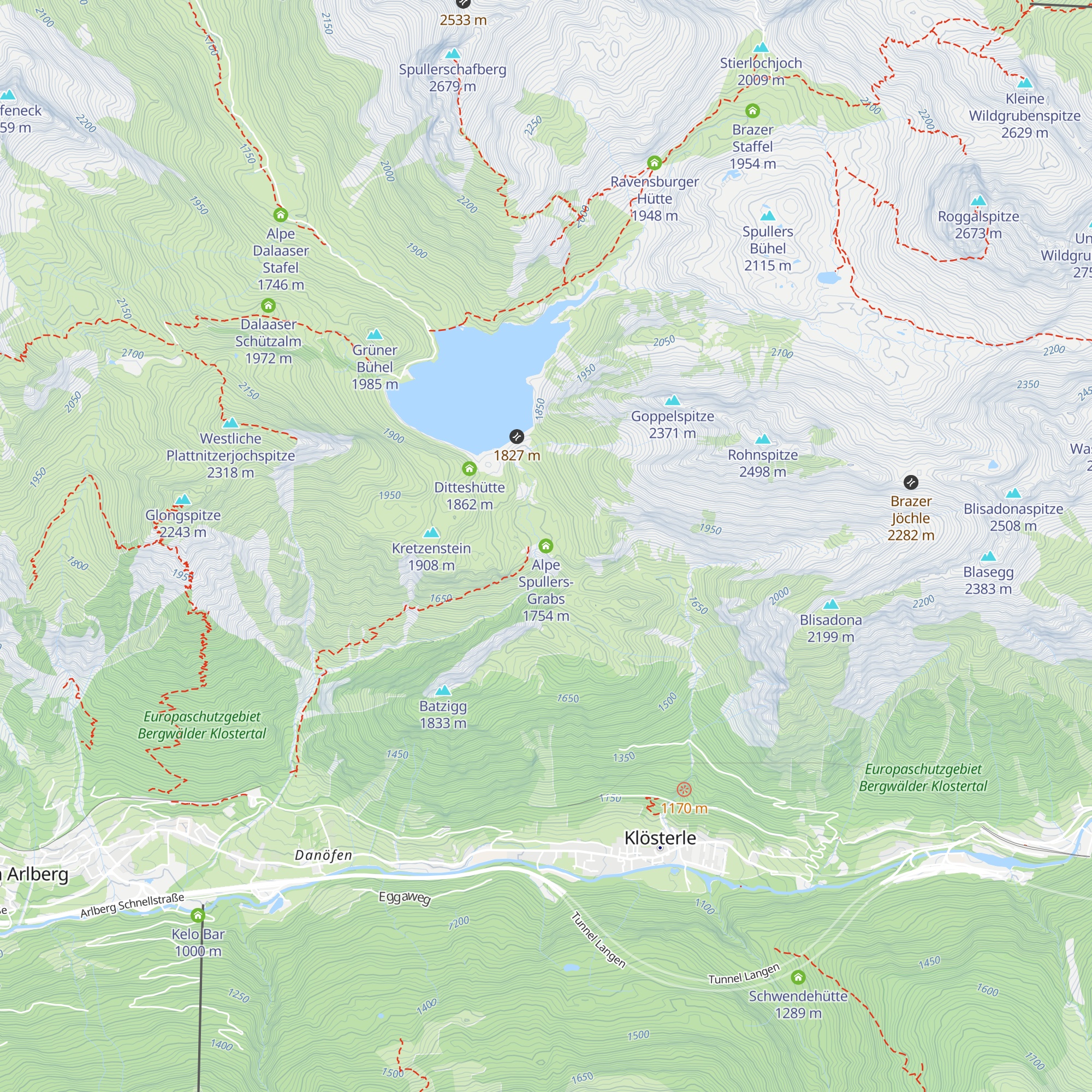 Alpe Spullers-Grabs map