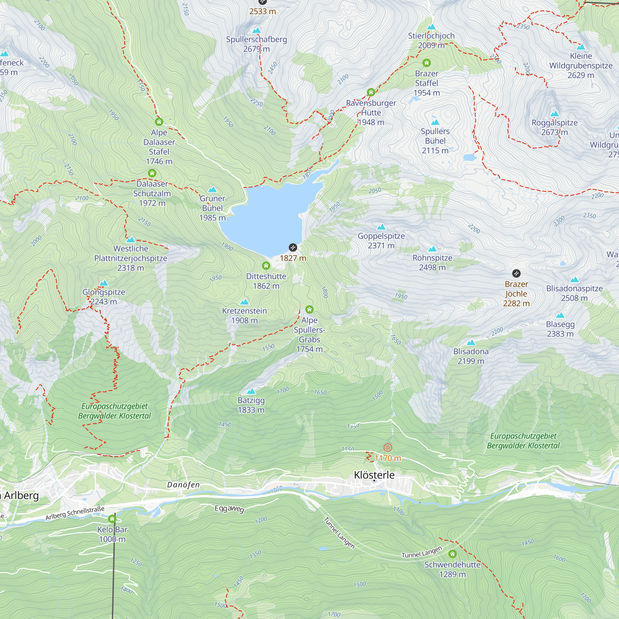 Alpe Spullers-Grabs map