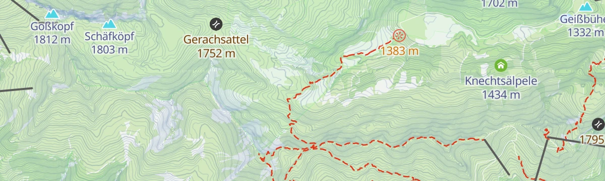 Map of the start of Alpine Hüttenwanderung Bregenzerwald | Widdersteingebiet (Etappe 2)