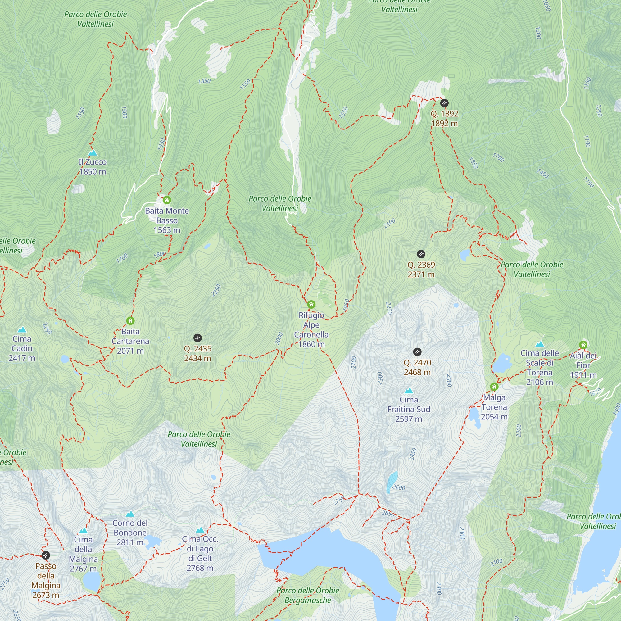 Malga Caronella map