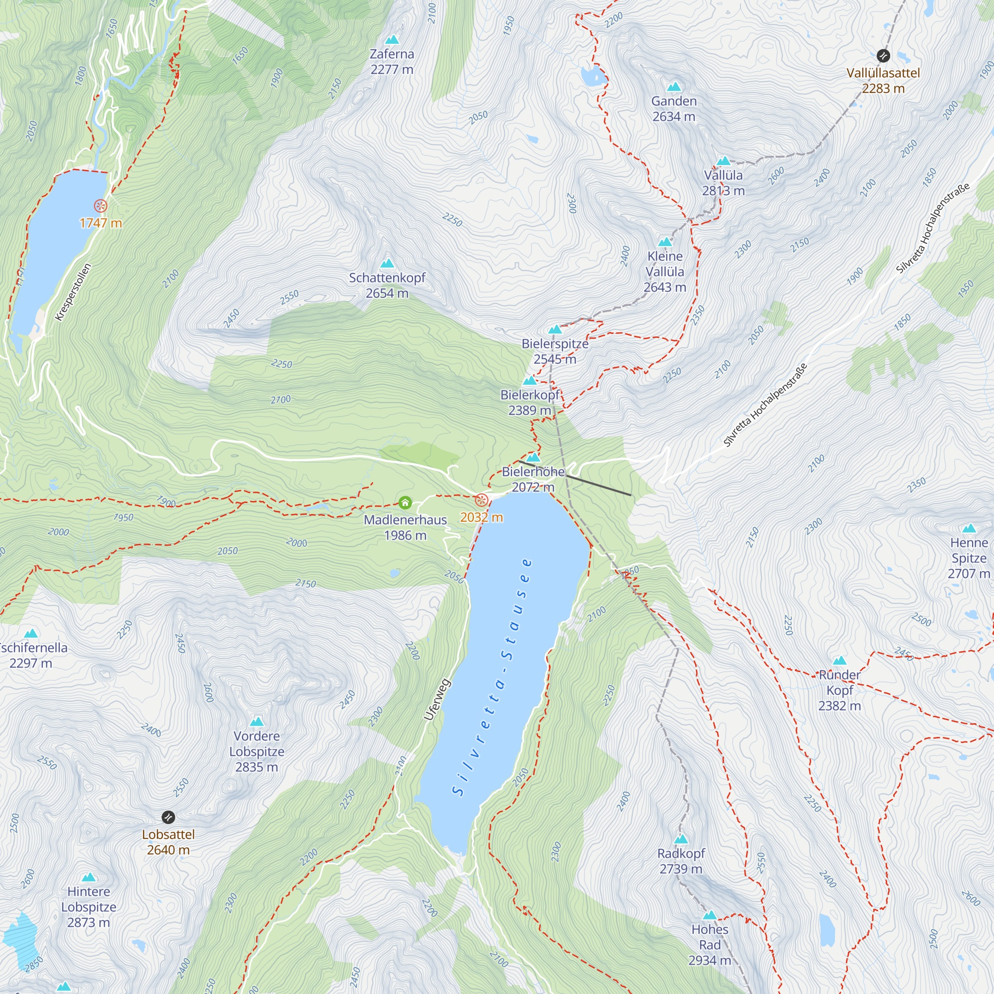 Restaurant Silvrettasee map
