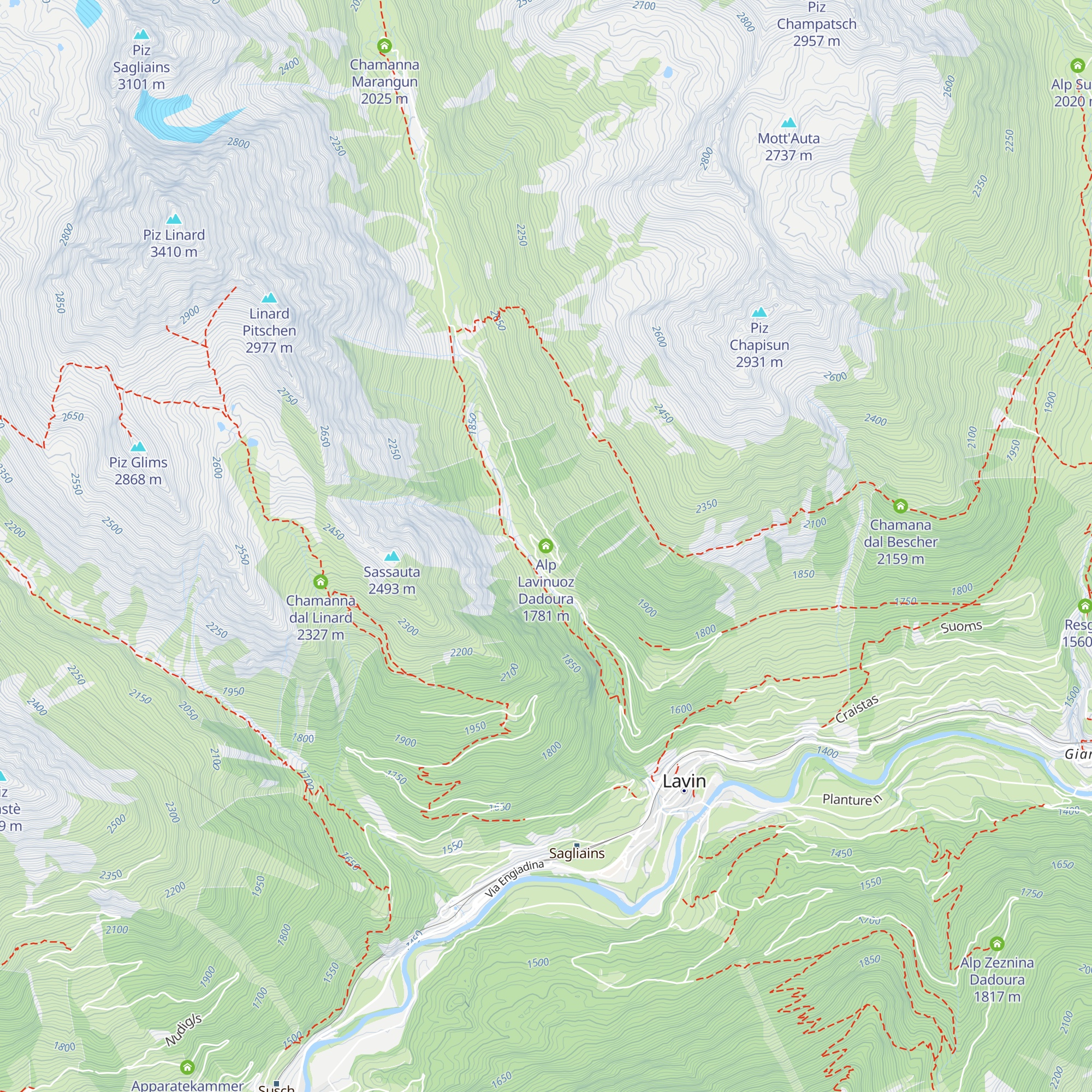 Alp Lavinuoz Dadoura map