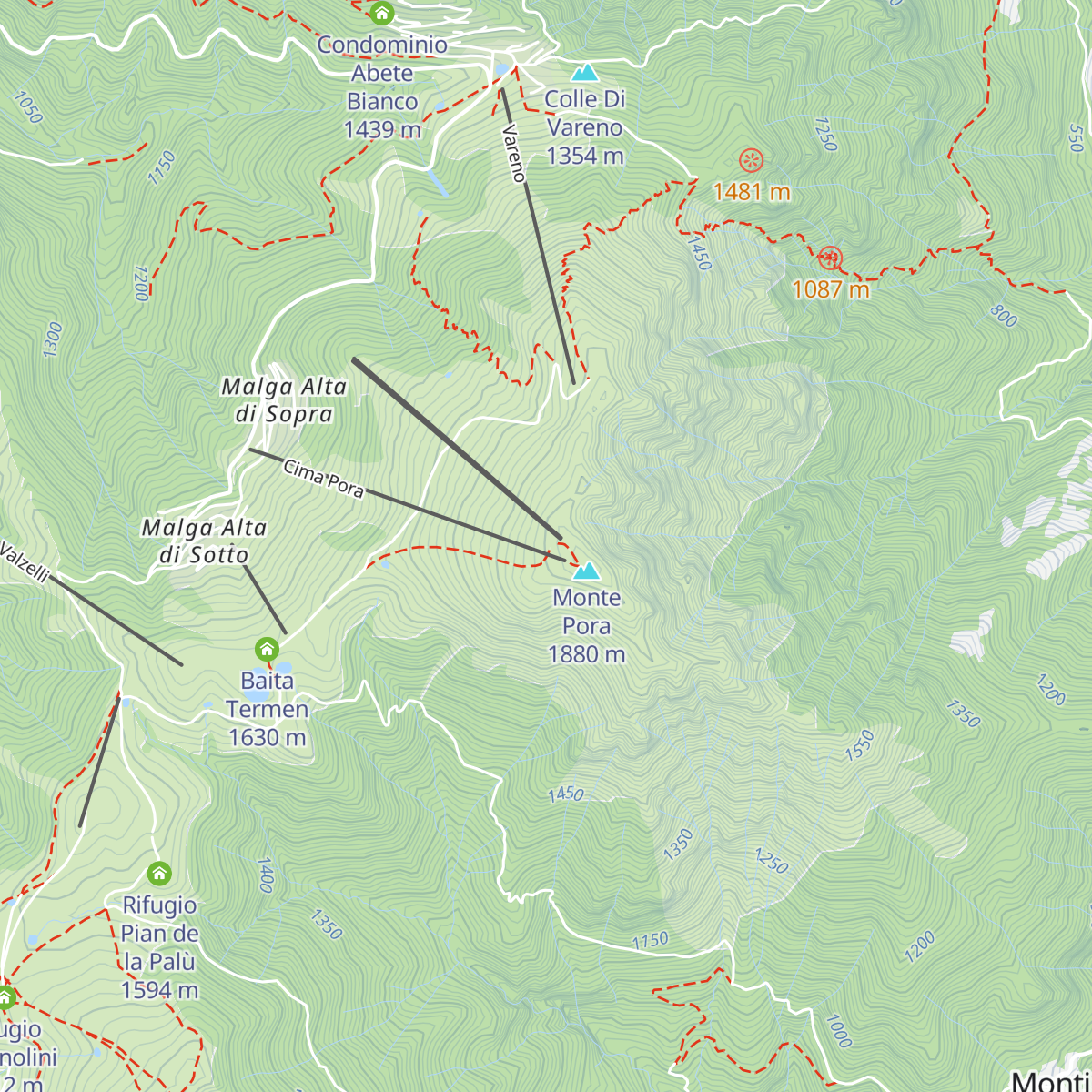 Rifugio Cima Pora map