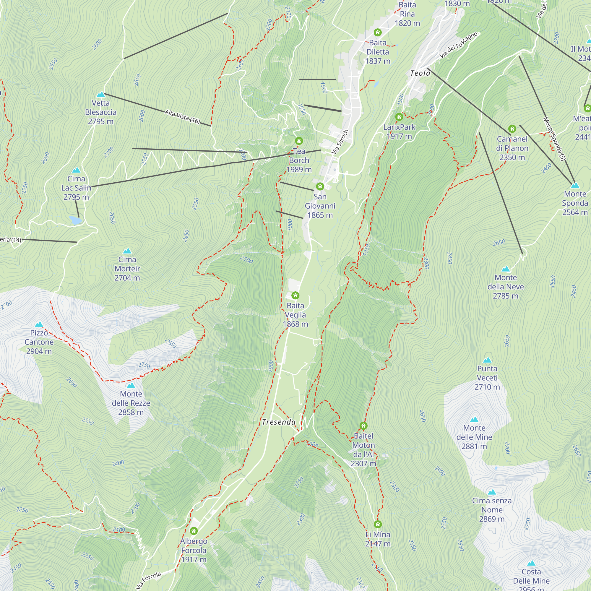 Baita Veglia map
