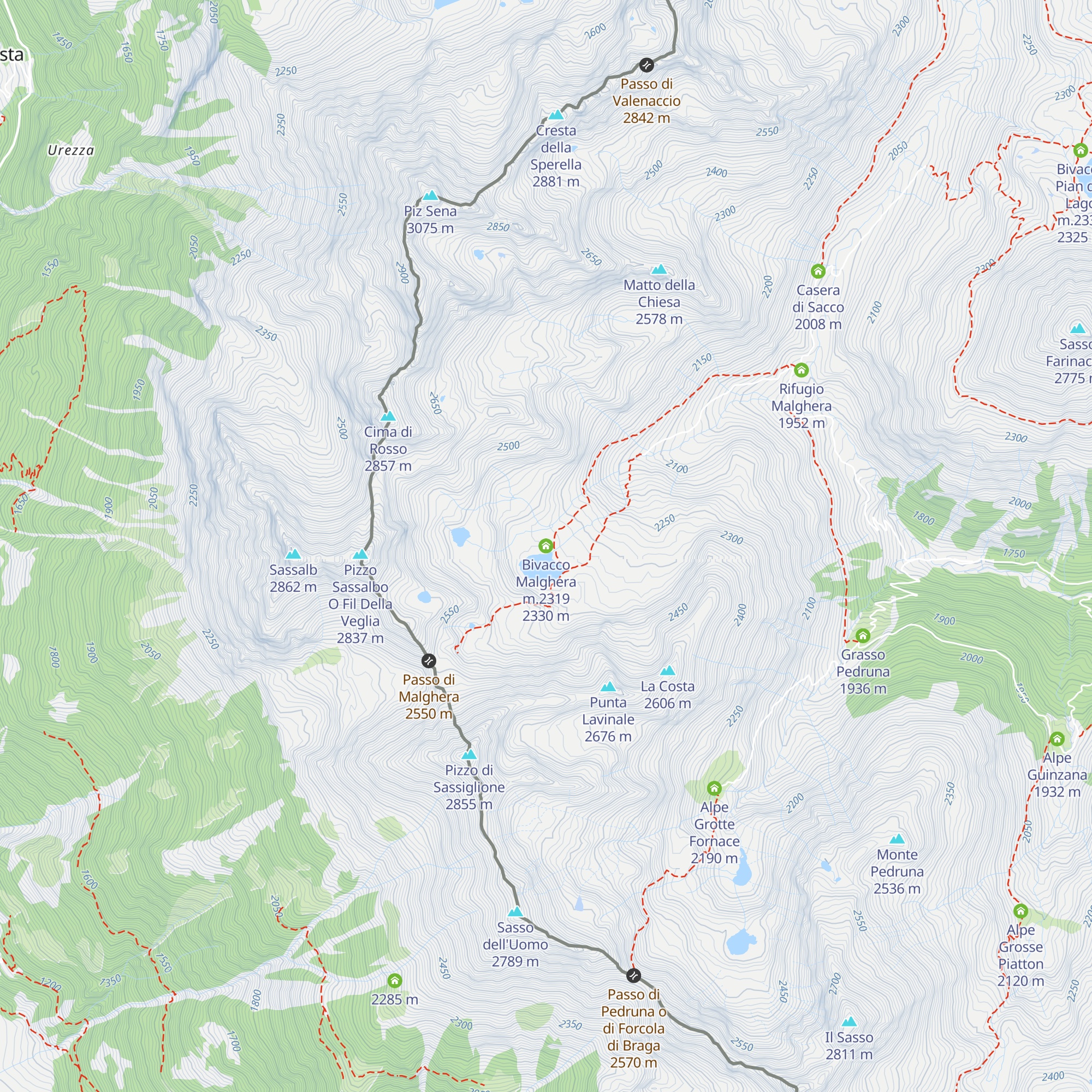 Bivacco Malghera m.2319 map