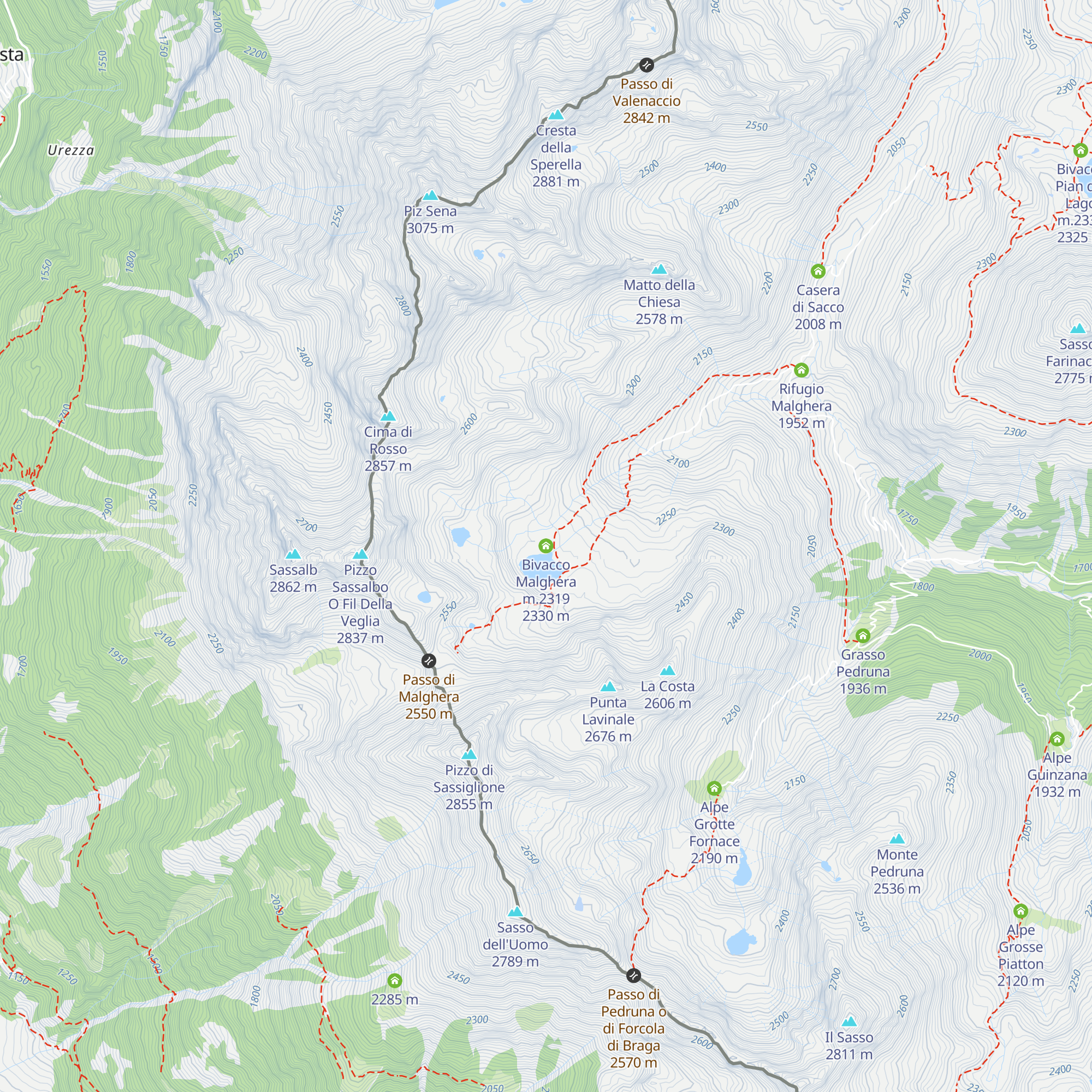 Bivacco Malghera m.2319 map