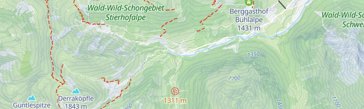 Map of the start of Skitour von Baad auf das Karlstor