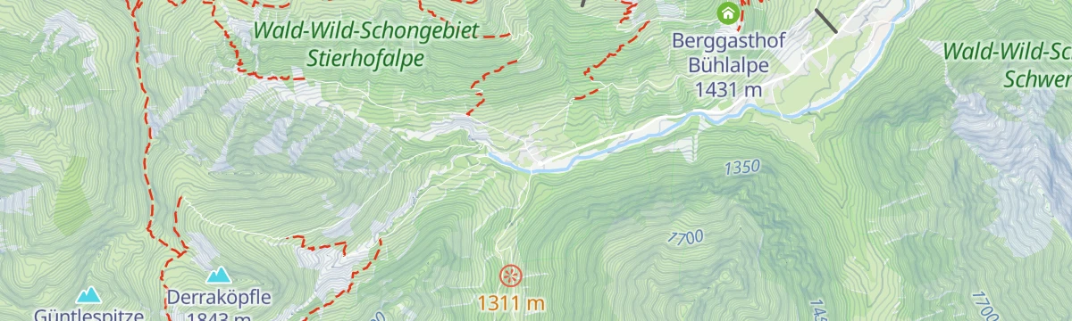 Map of the start of Skitour von Baad auf das Grünhorn