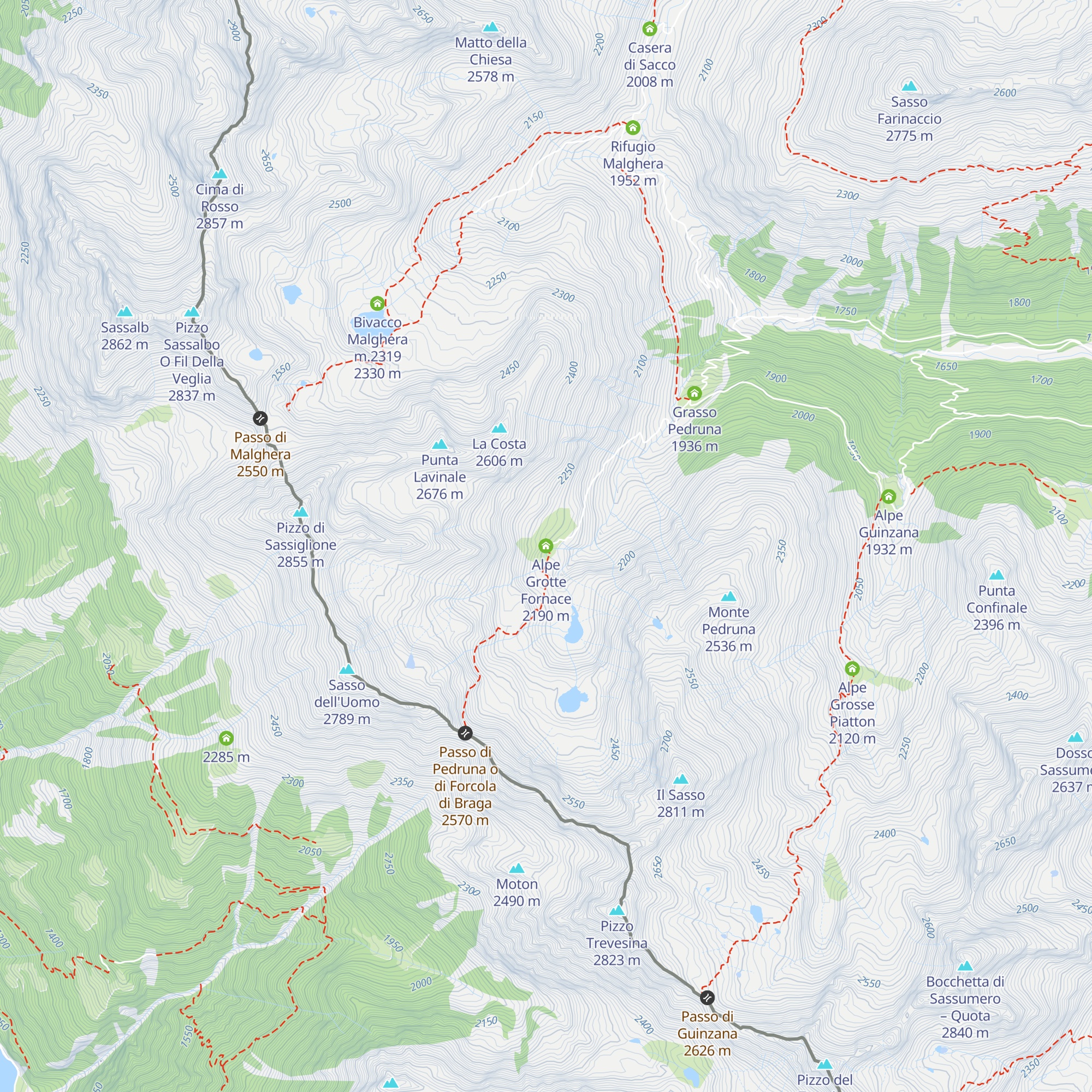 Alpe Grotte Fornace map
