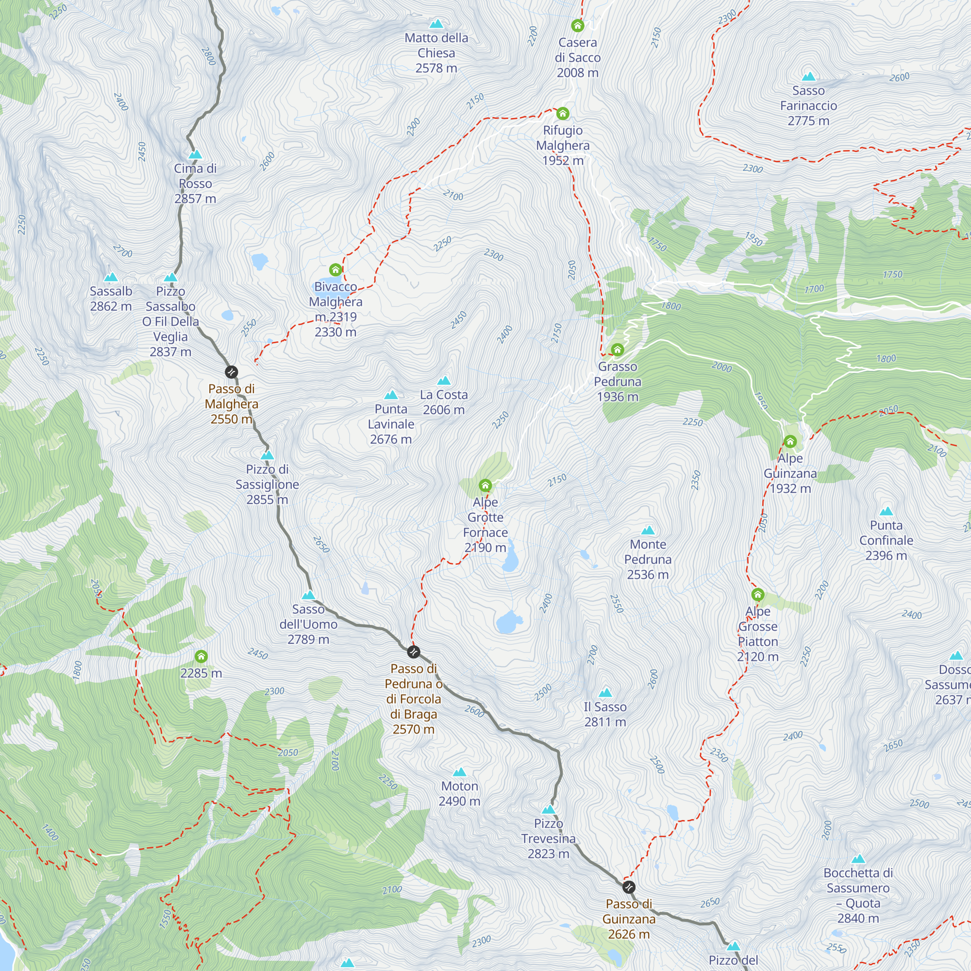 Alpe Grotte Fornace map