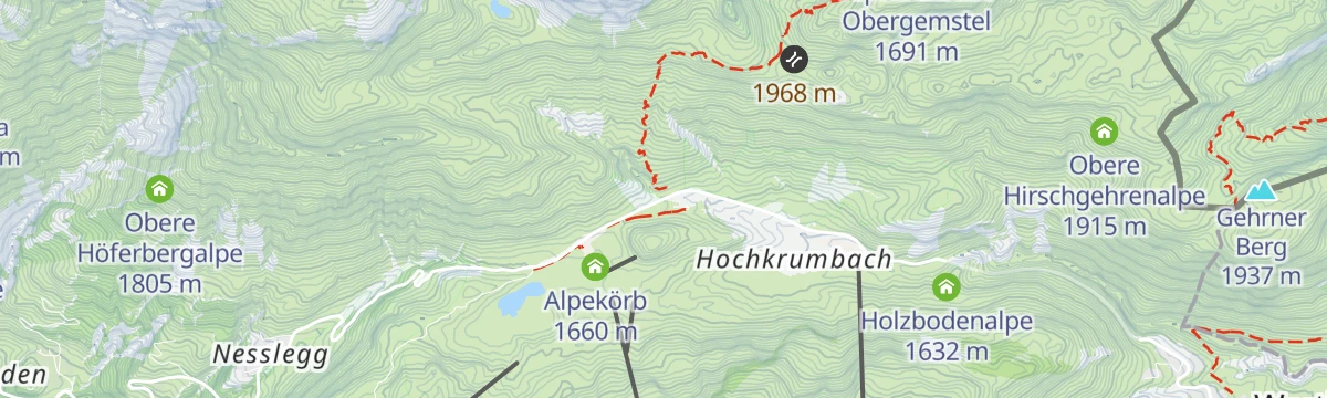 Map of the start of Warth | Sonnenuntergangstour zum Hochalpsee