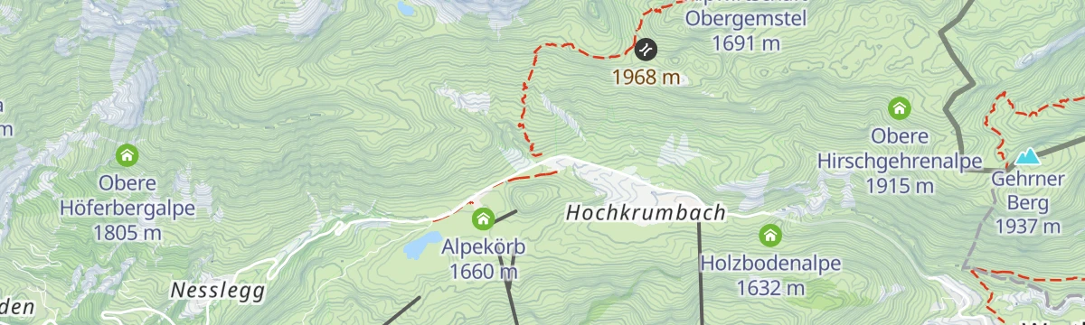 Map of the start of Warth | Widderstein Rundtour (2.533 m)