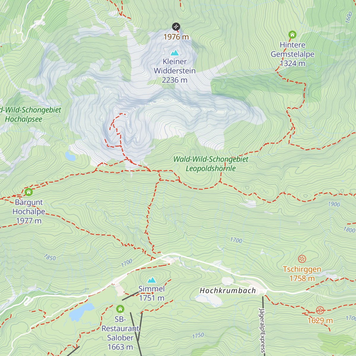 Widdersteinhütte map