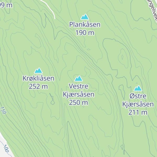 Map of Vestre Kjærsåsen