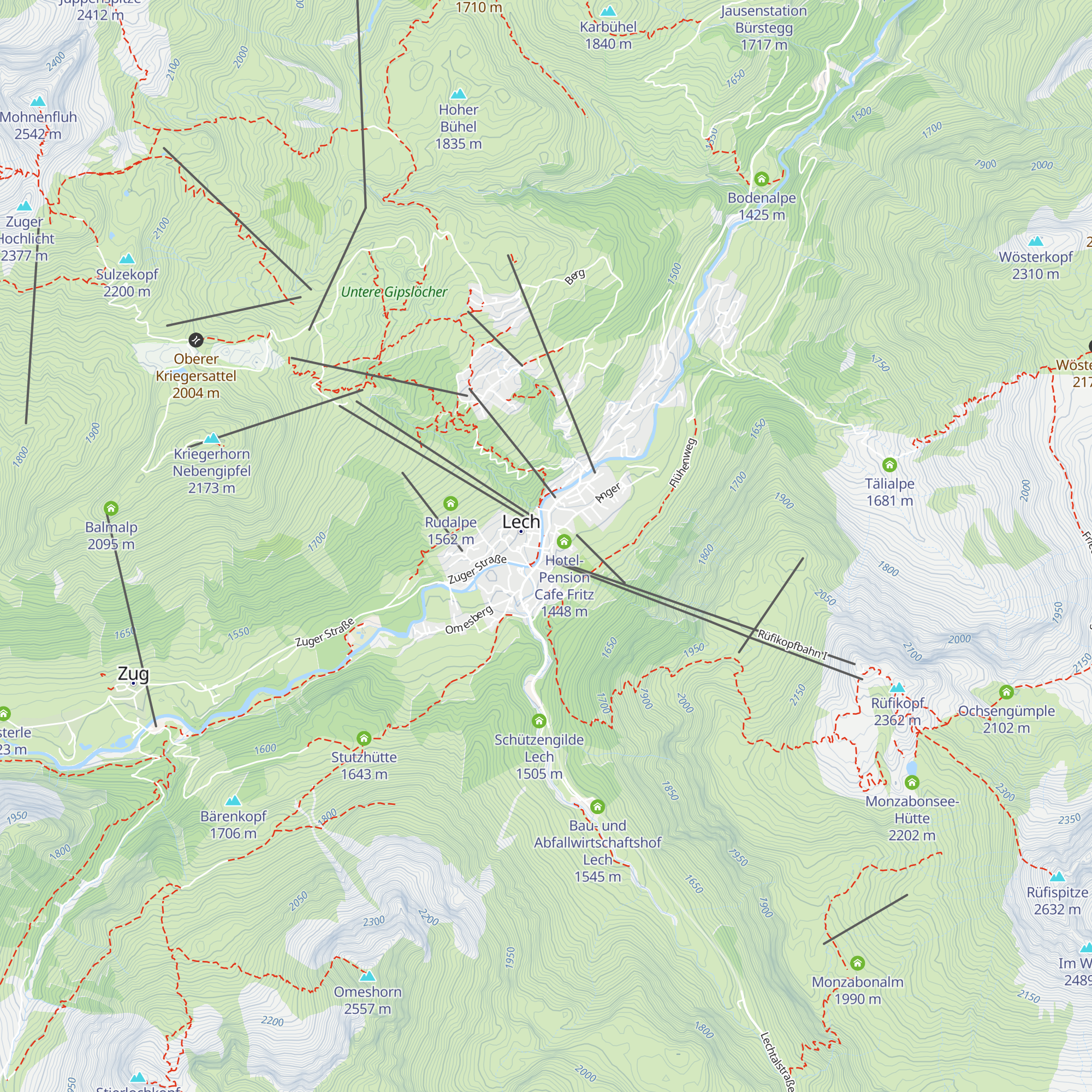 Lech Zürs Tourismus map