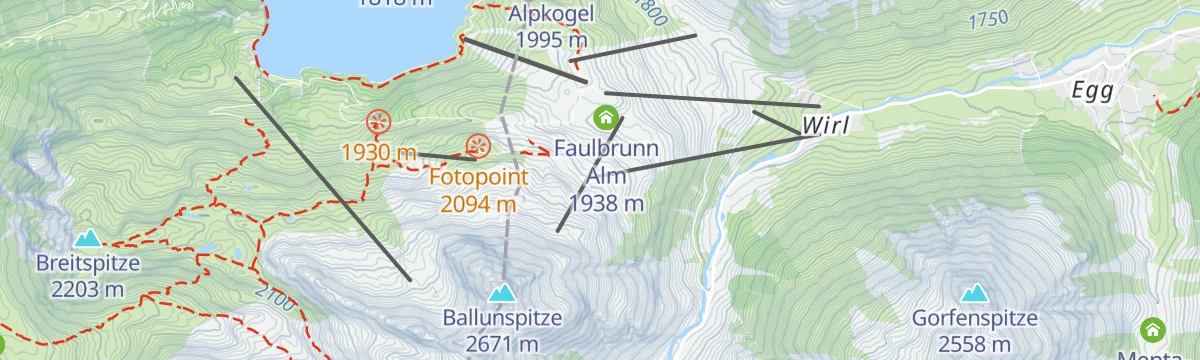 Map of the start of Familienklettersteig Little Ballun