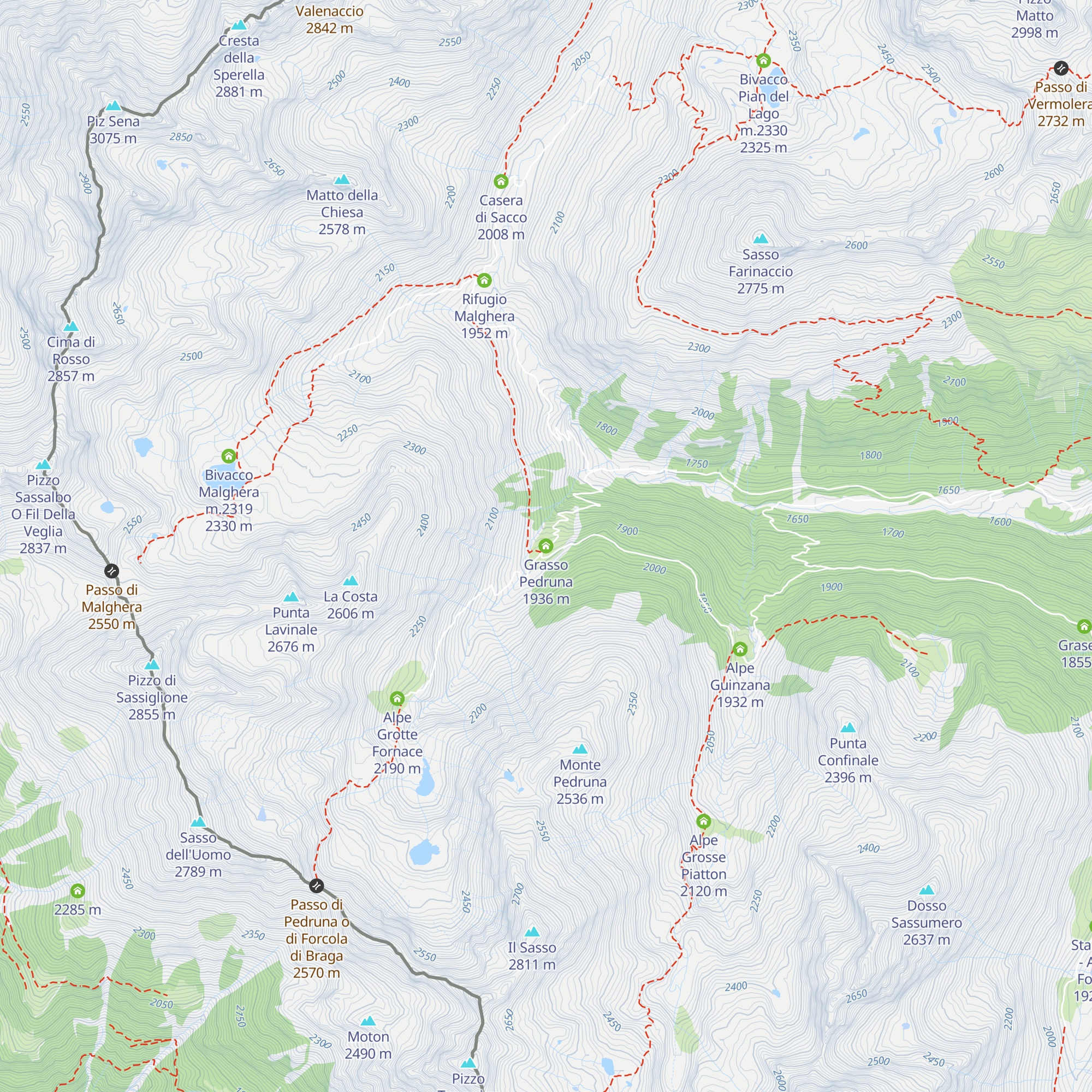 Grasso Pedruna map