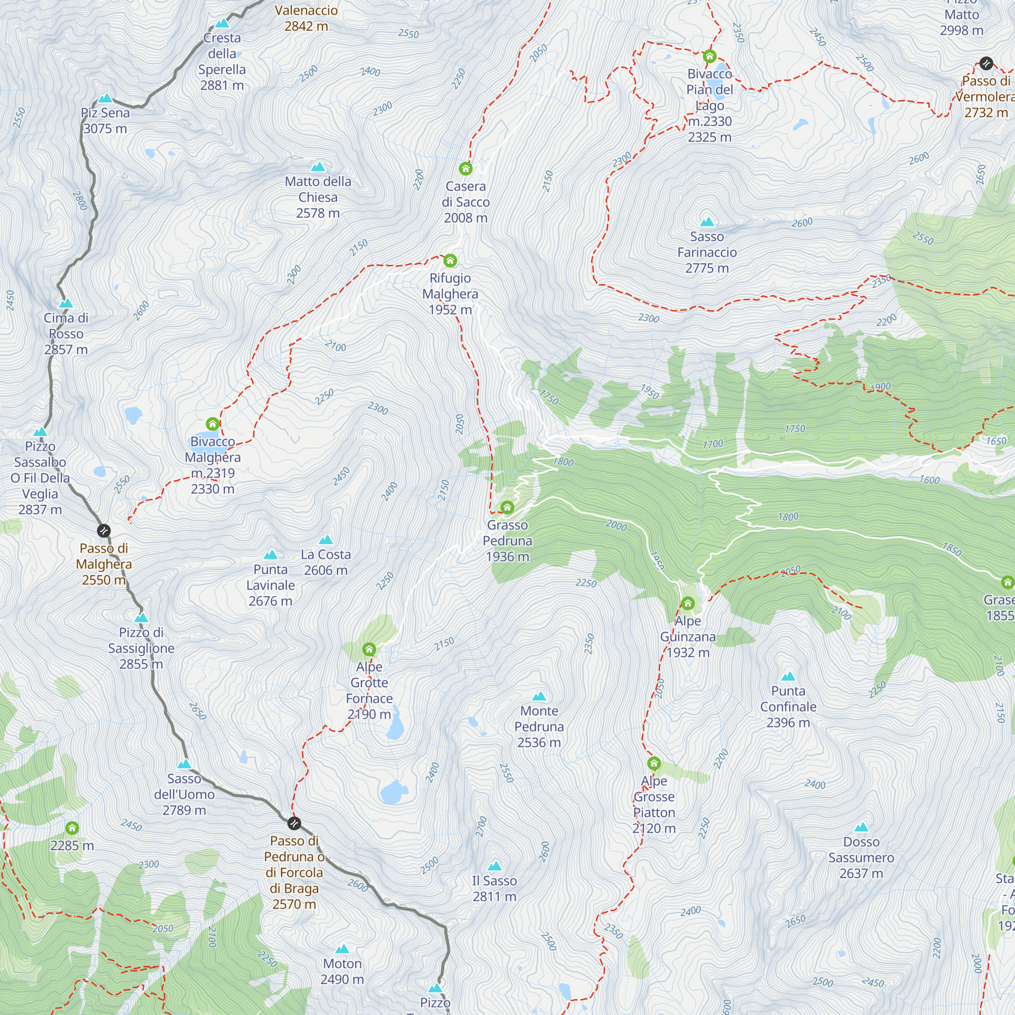 Grasso Pedruna map