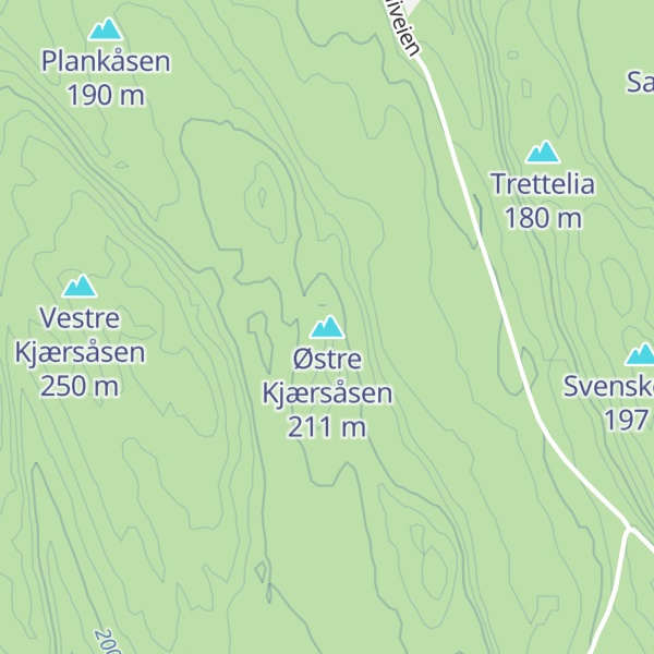 Map of Østre Kjærsåsen