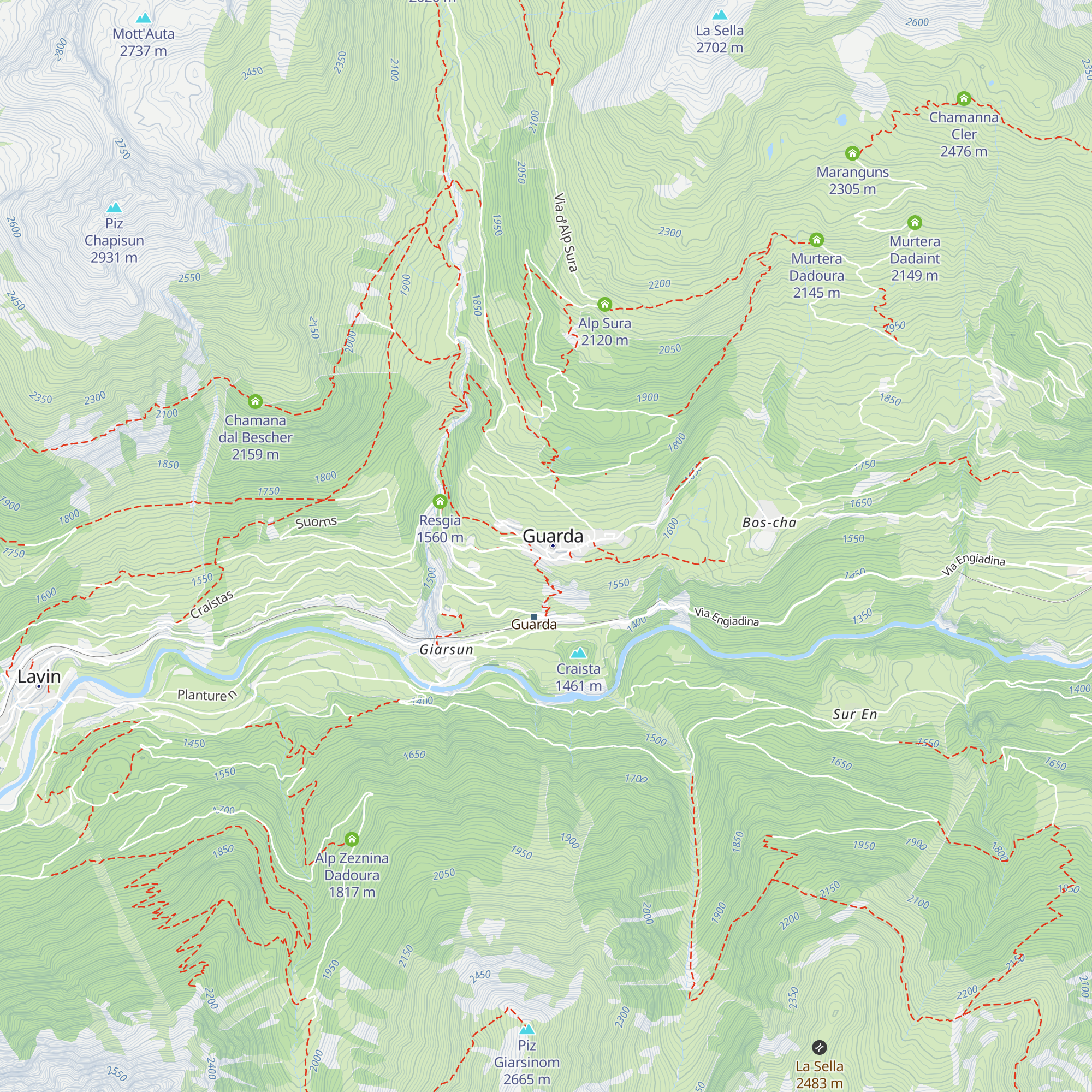 Gäste-Information und Postagentur Guarda map