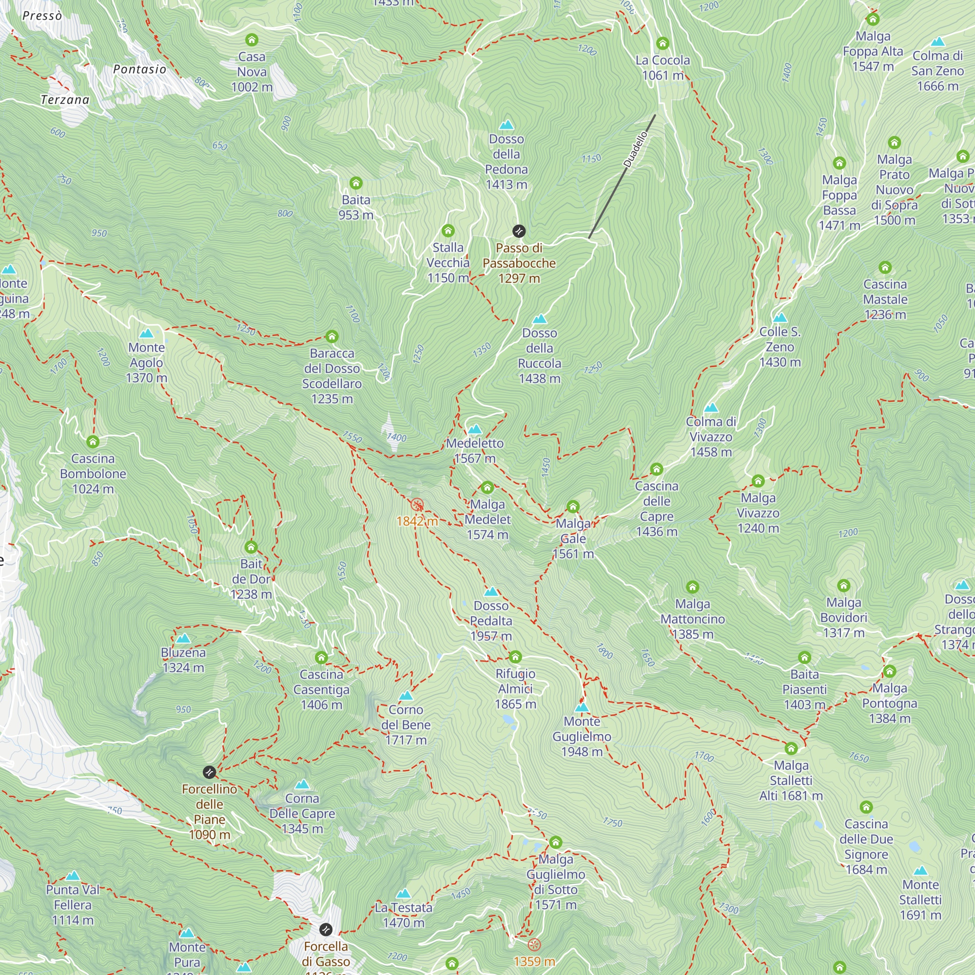 Malga Medelet map