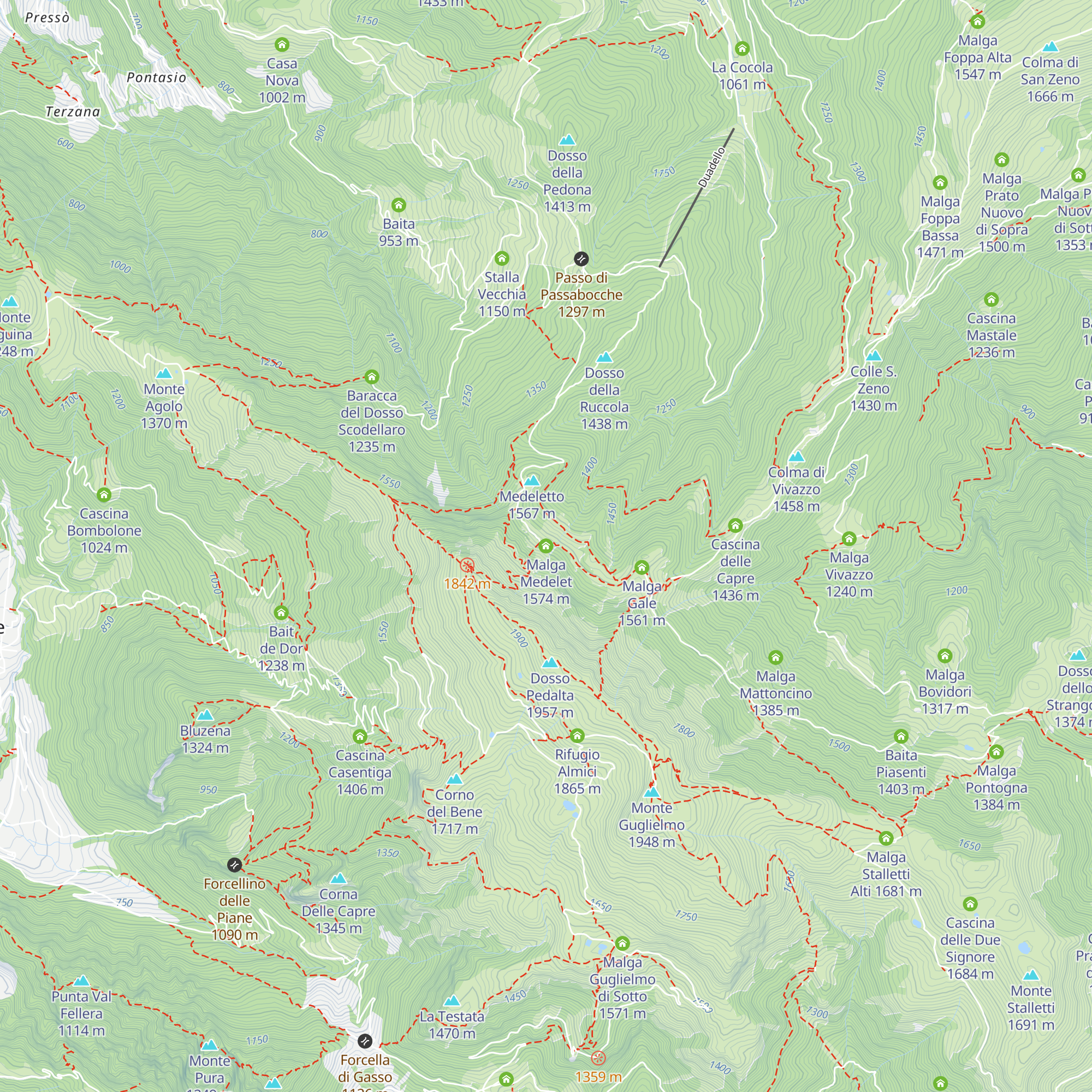 Malga Medelet map