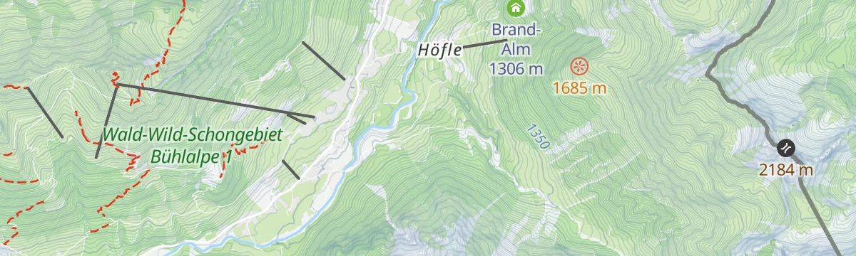 Map of the start of Skitour vom Schwendle auf die Fiderescharte