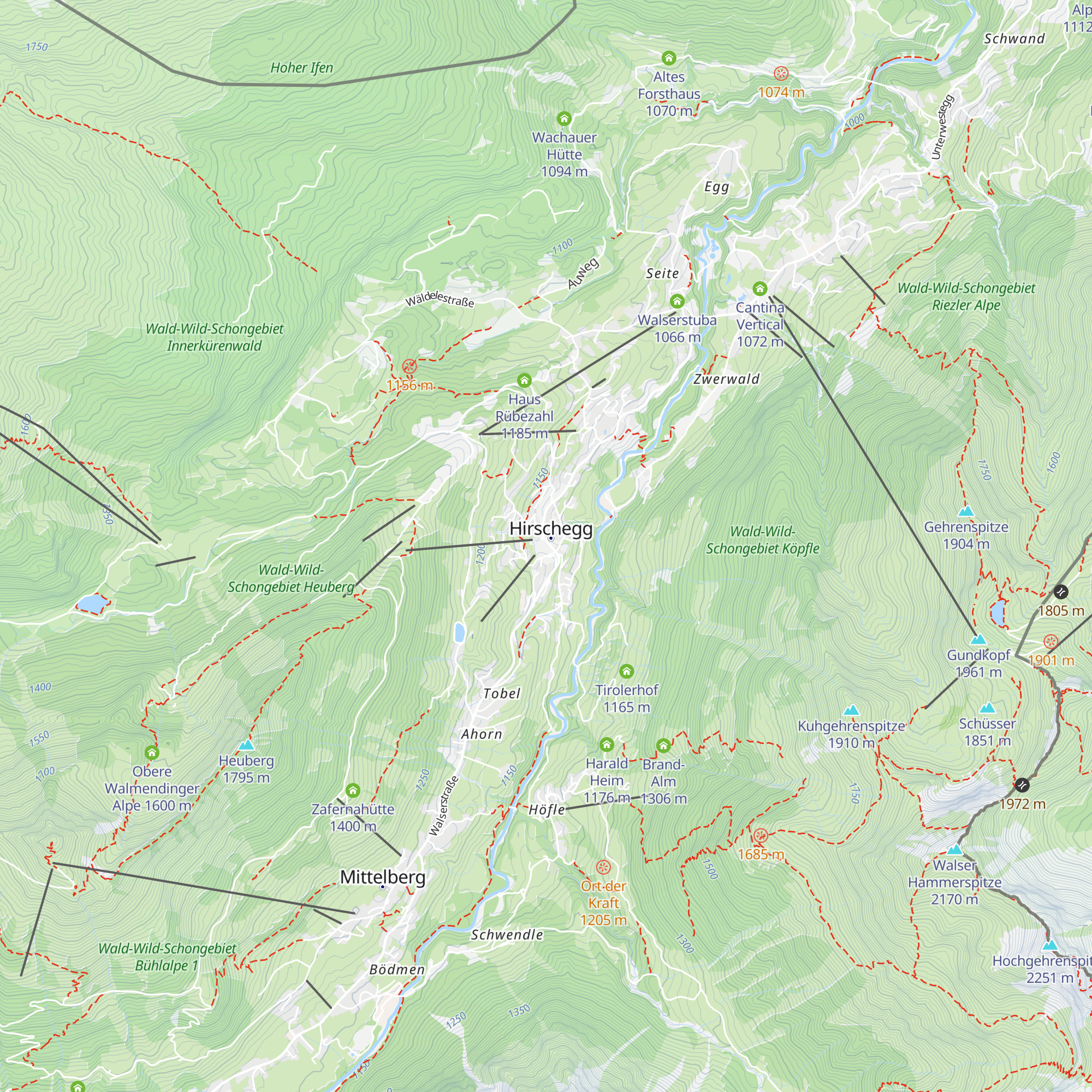 Touristeninformation Kleinwalsertal, Hirschegg map
