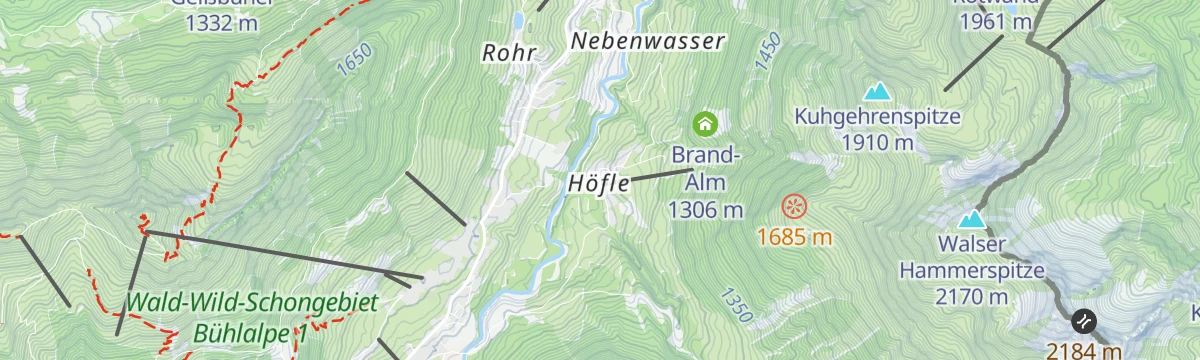 Map of the start of Skitour vom Höfle auf die Kuhgehrenspitze