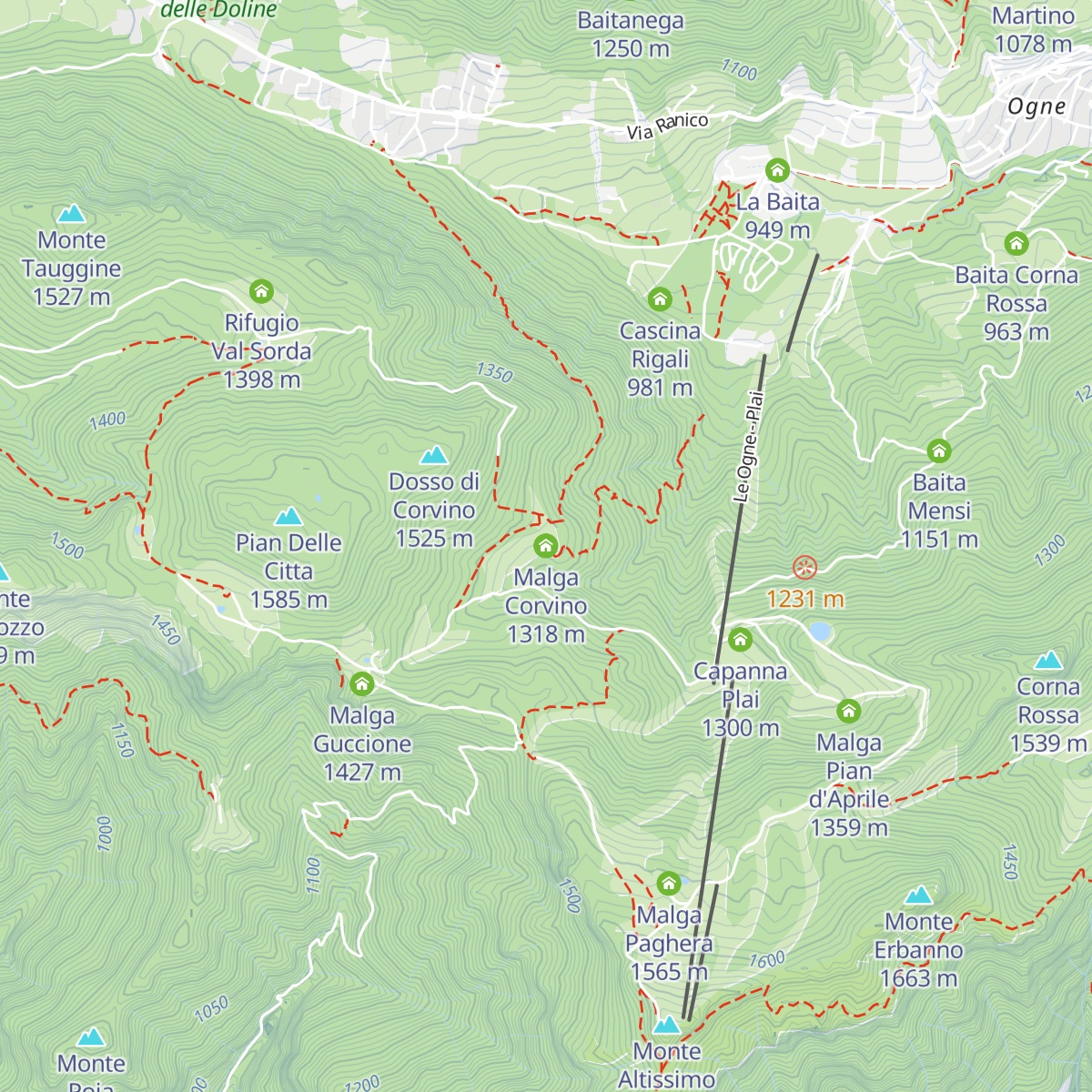 Malga Corvino map