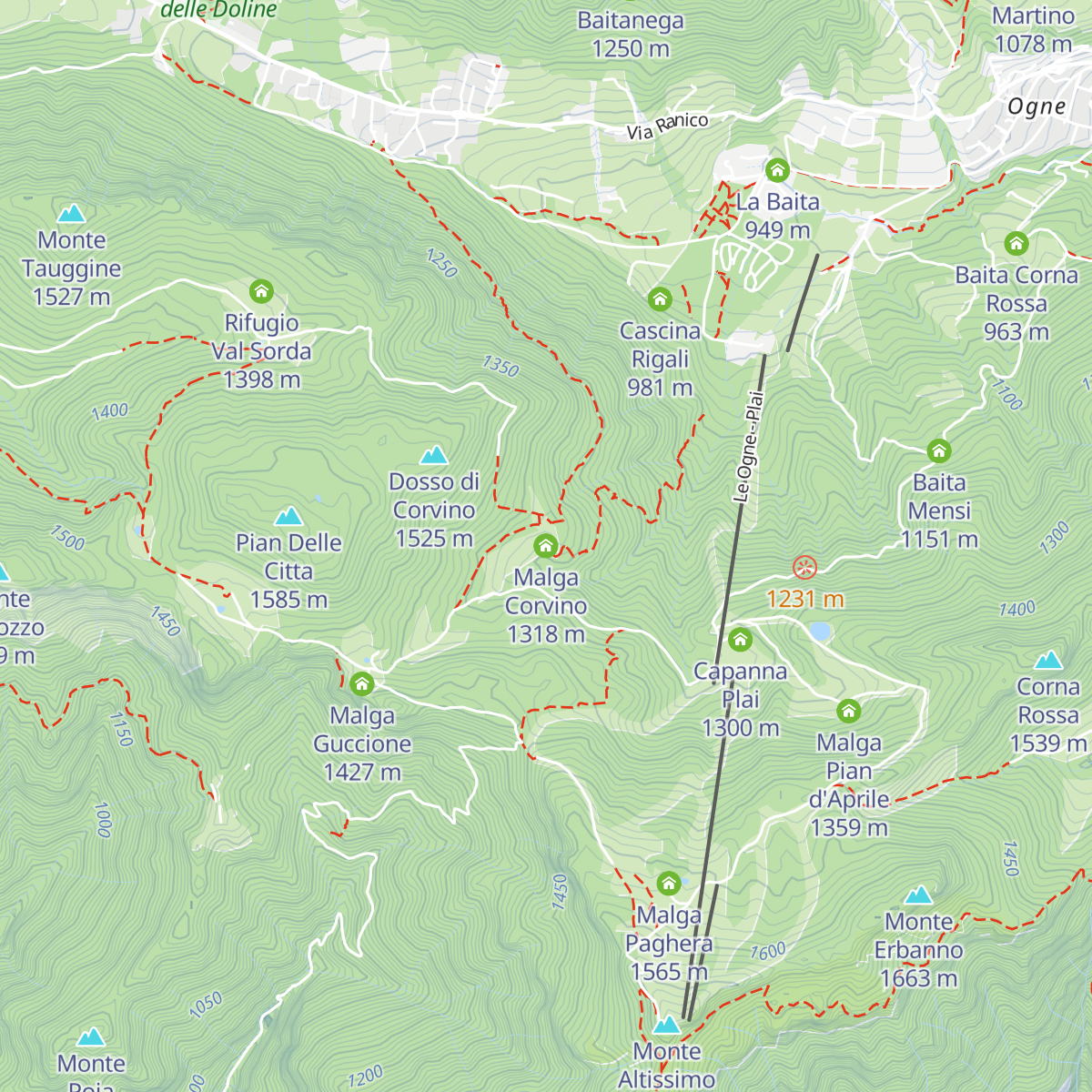 Malga Corvino map