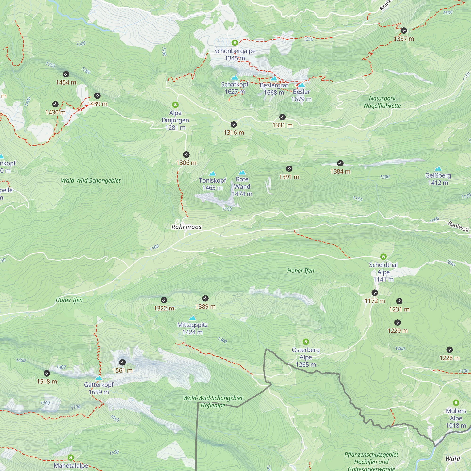 Alpe Schattwald map