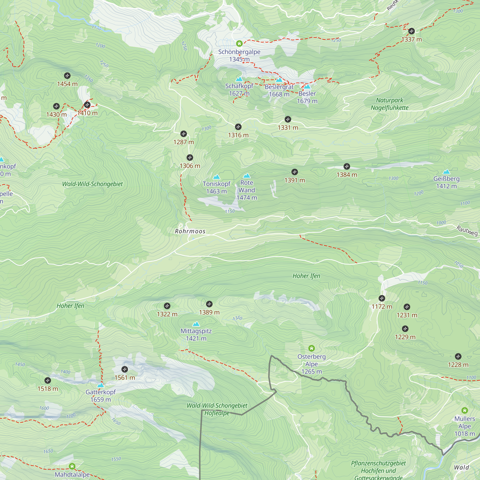 Alpe Schattwald map