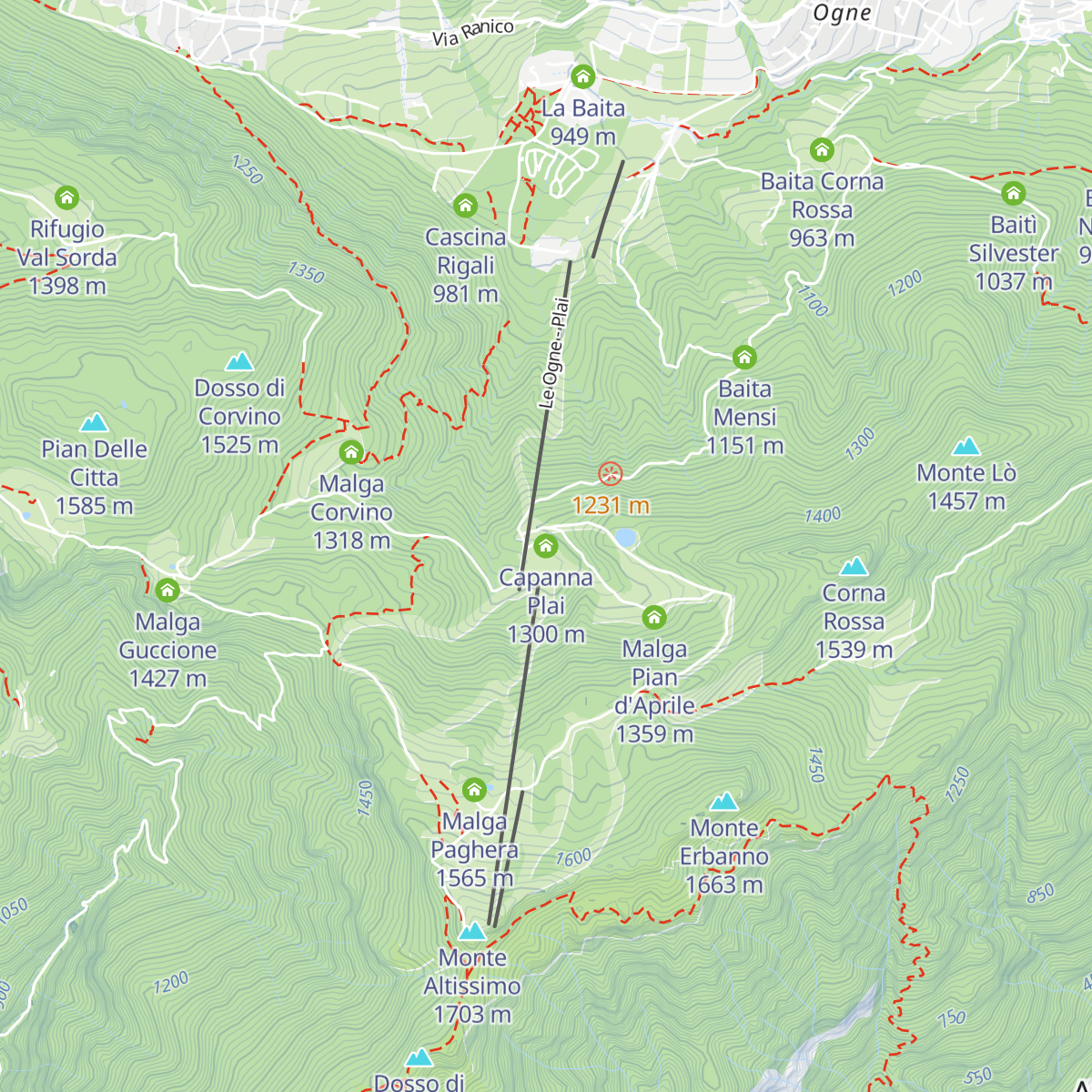 Capanna Plai map