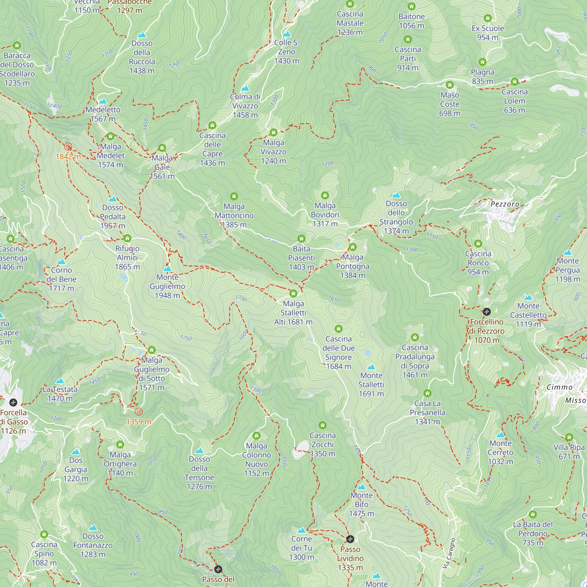 Malga Stalletti Alti map