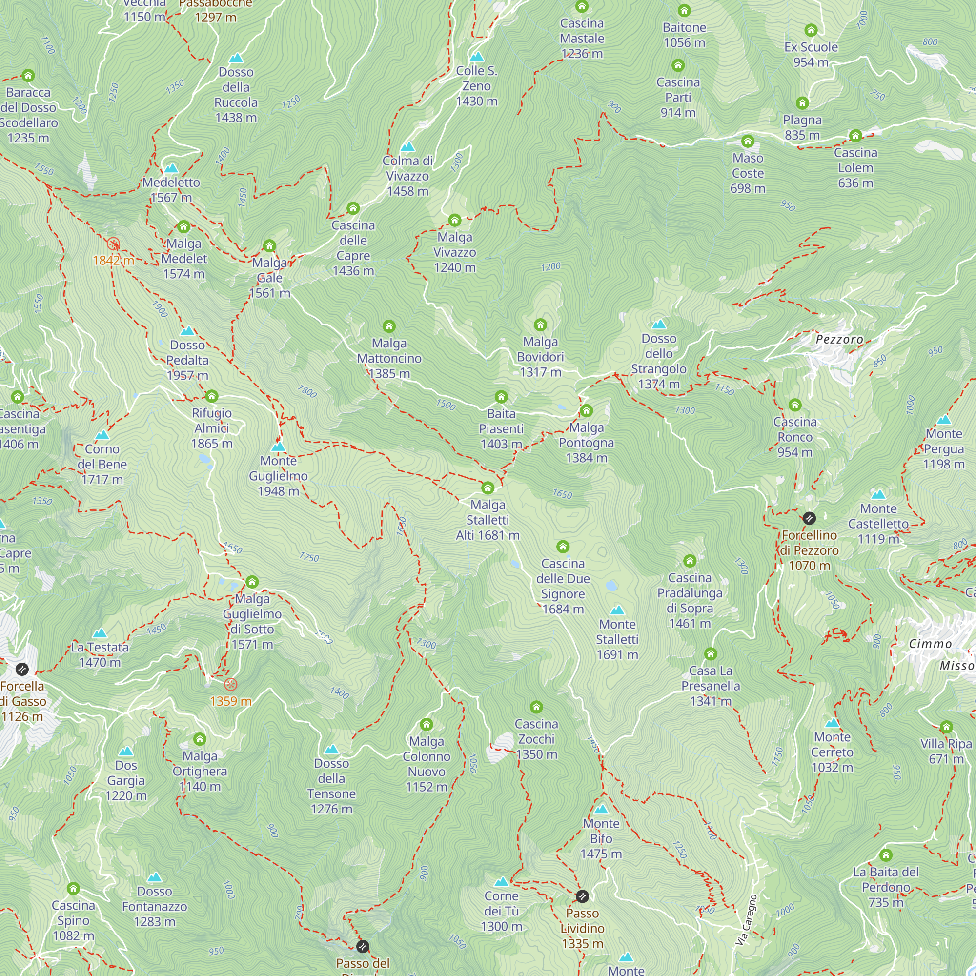 Malga Stalletti Alti map