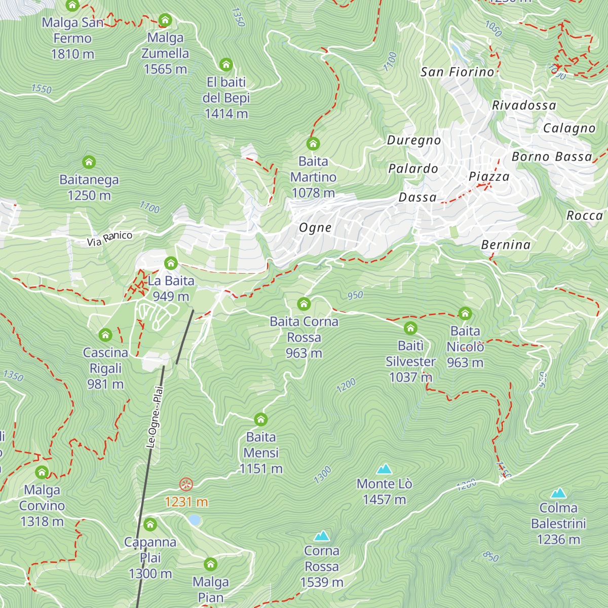 Baita Corna Rossa map