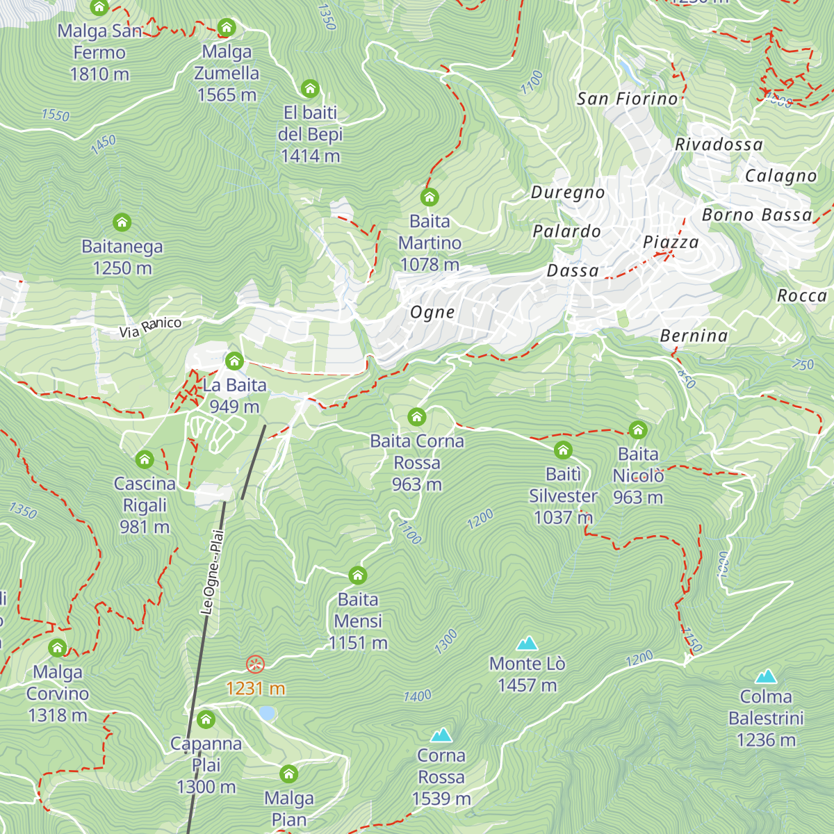 Baita Corna Rossa map