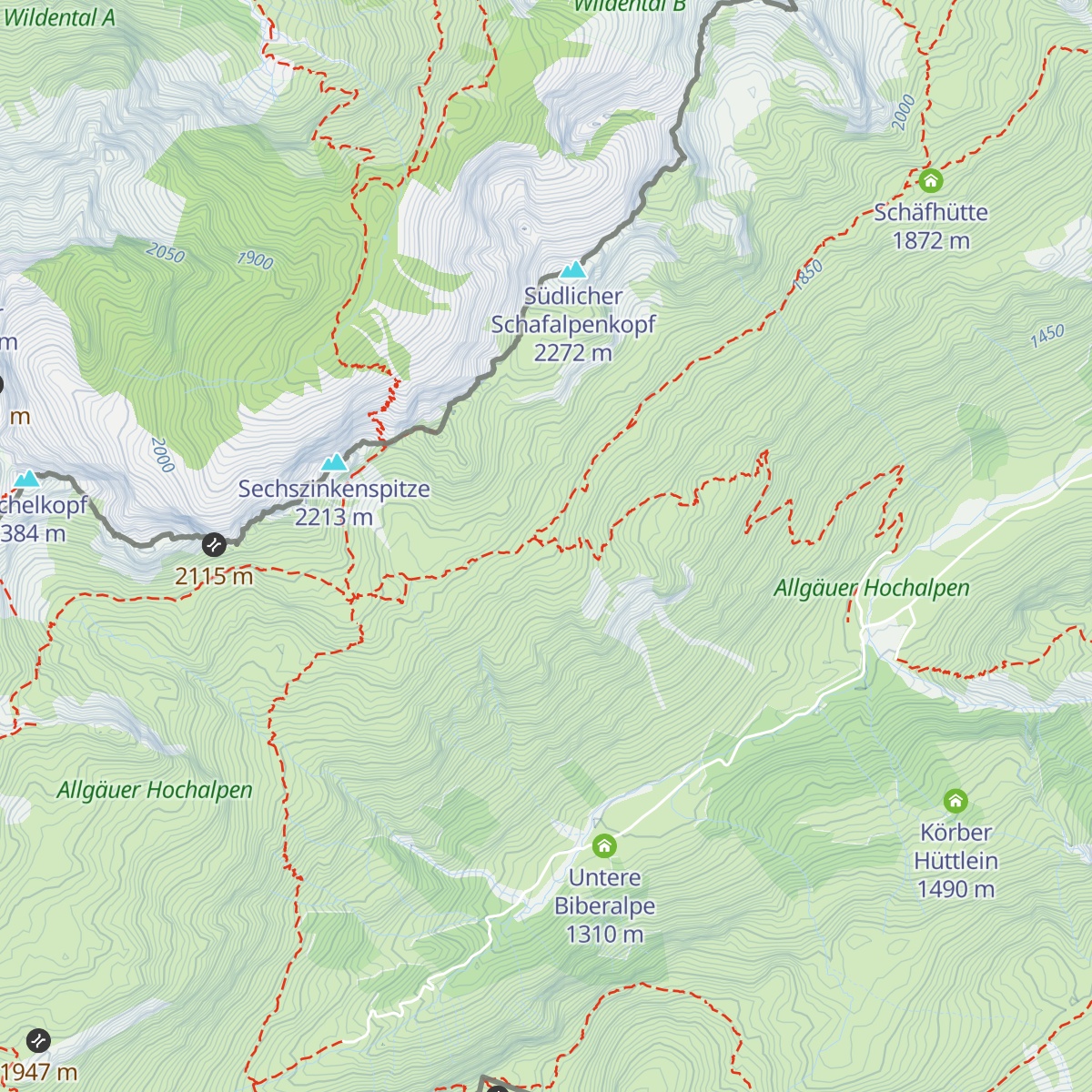 Obere Angererhütte map