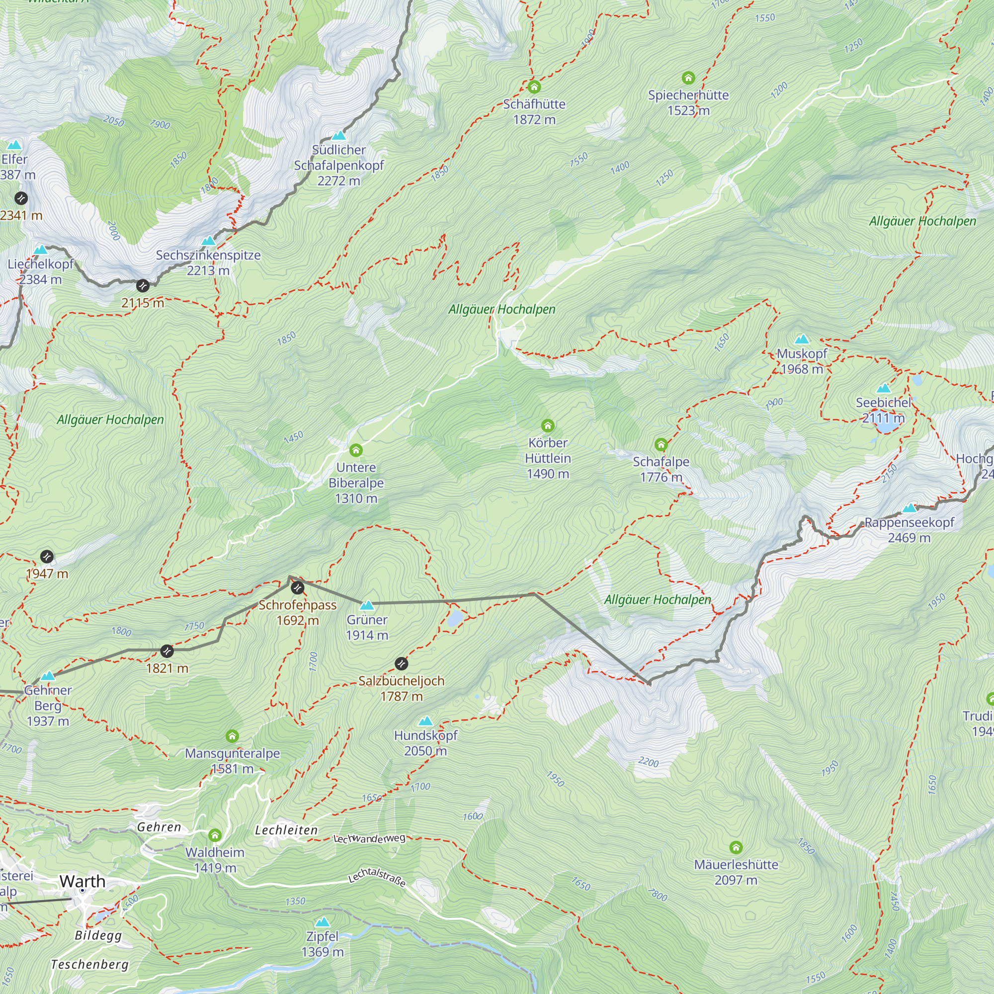 Mittlere Biberalpe map