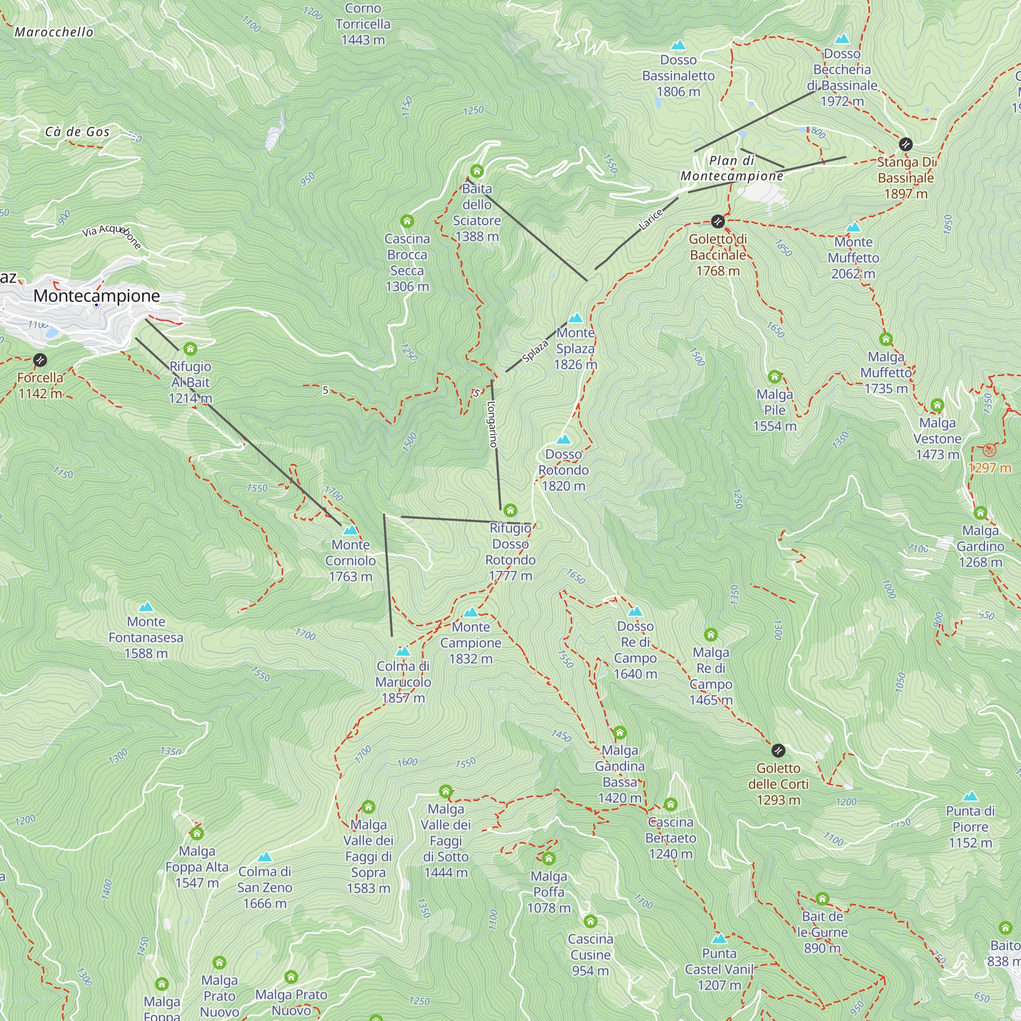 Rifugio Dosso Rotondo map