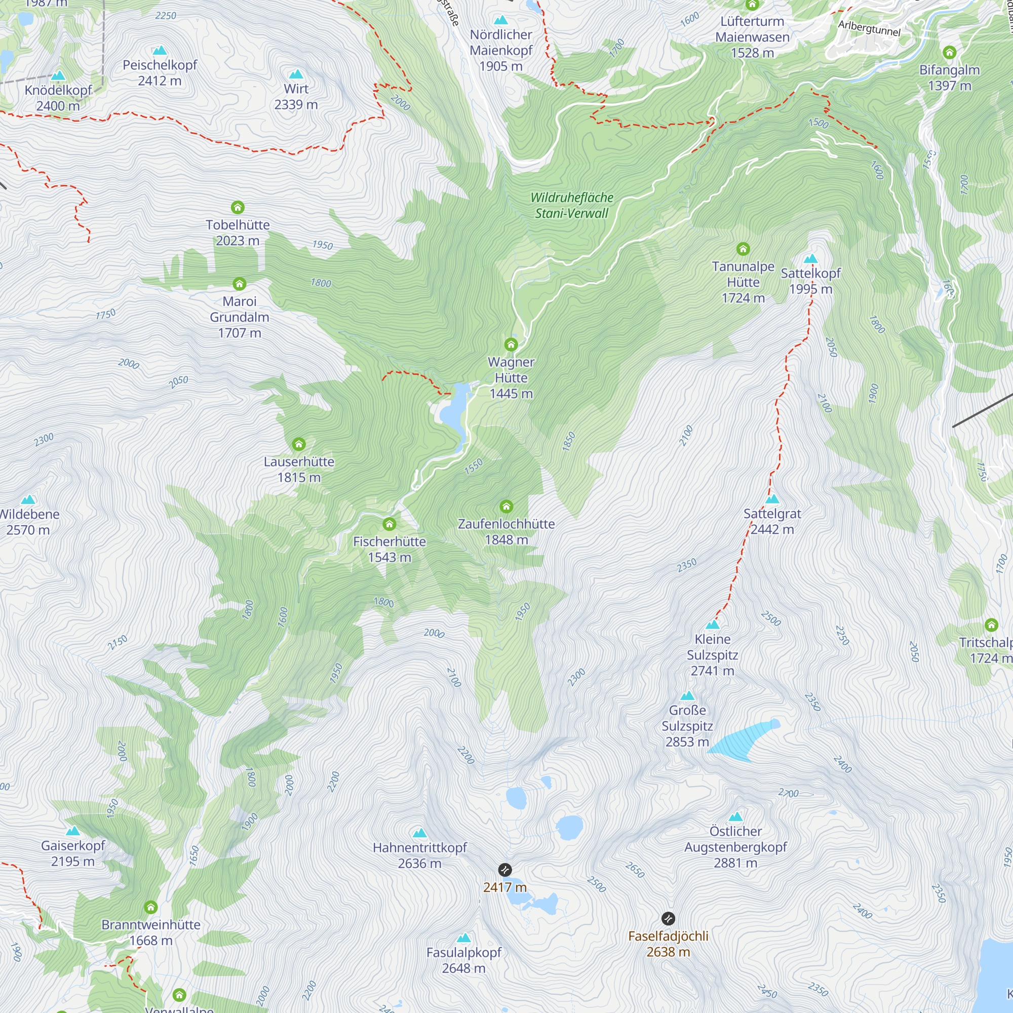 Zaufenlochhütte map