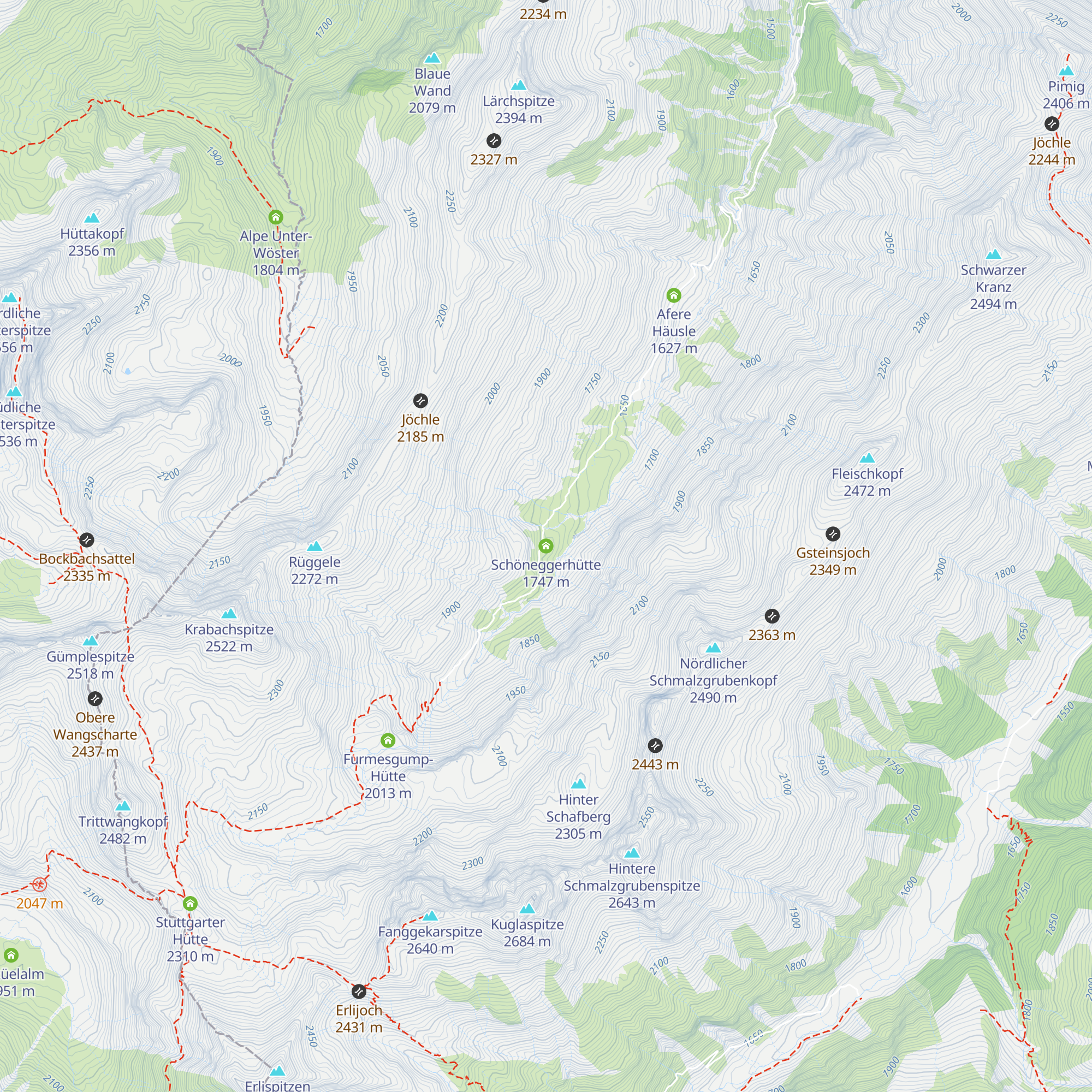 Schöneggerhütte map