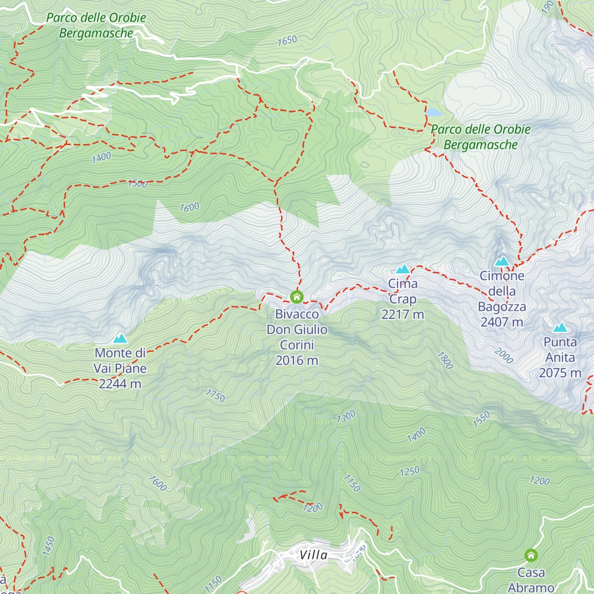 Bivacco Don Giulio Corini map