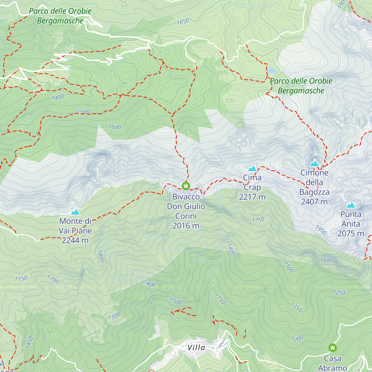 Bivacco Don Giulio Corini map