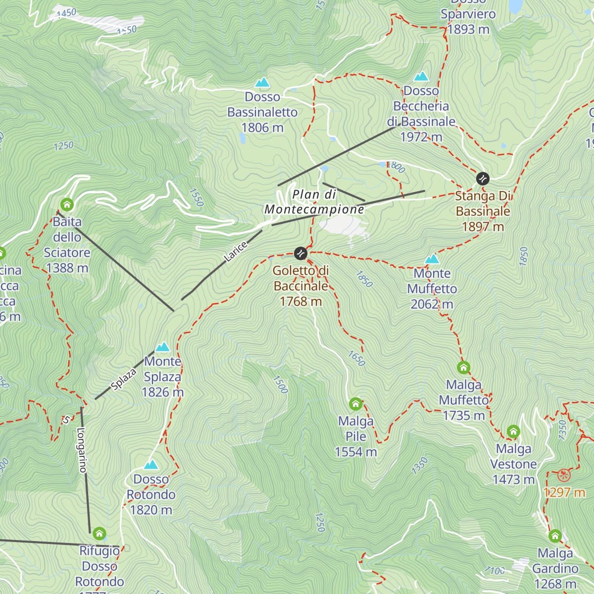 Malga Poffe di Baccinale map