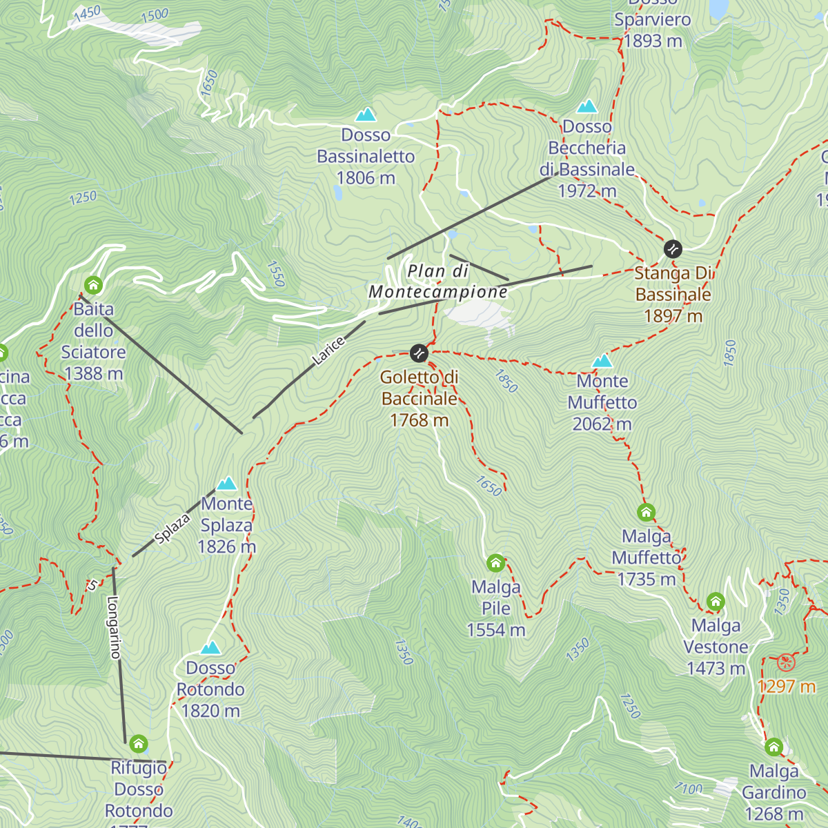 Malga Poffe di Baccinale map