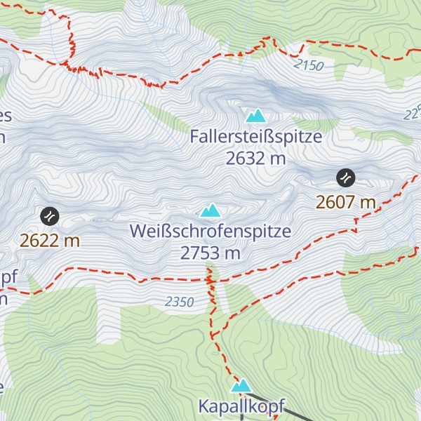 Map of Weißschrofenspitze