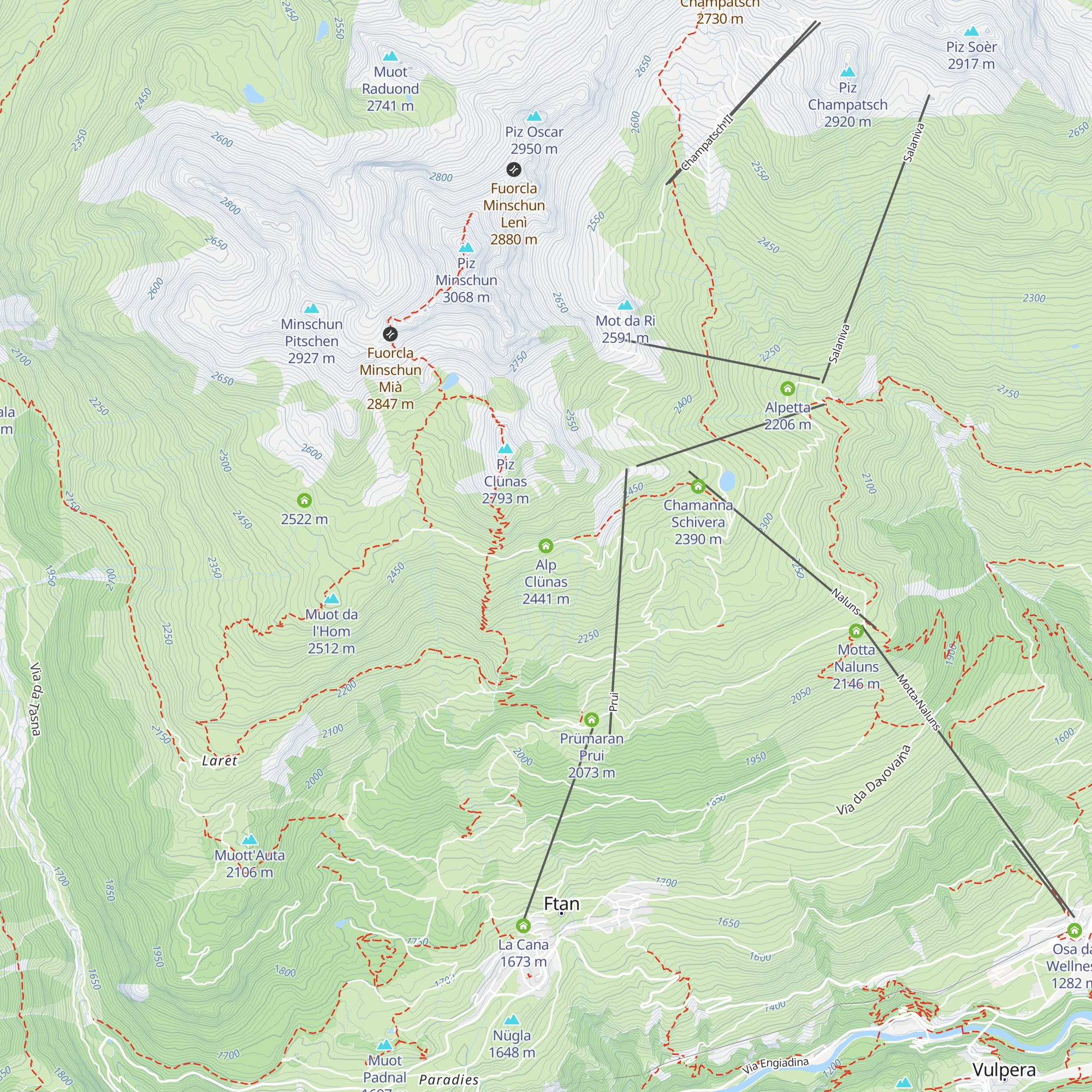 Alp Clünas map